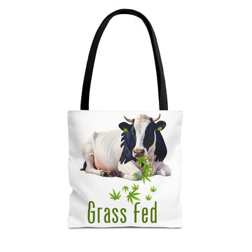 Grass Fed Cow Tote Bag, Eco-Friendly Shopping Bag, Farmhouse Style, Vegan Gift, Reusable Grocery Bag