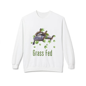 Grass Fed Turtle Crewneck Sweatshirt | Unisex Fleece | Nature Lovers Gift | Eco-Friendly Apparel | Cute Animal Sweatshirt