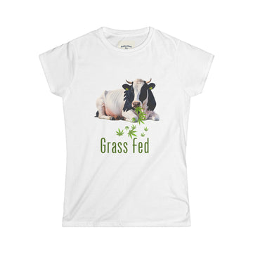 Grass Fed Cow Women's Tee, Farmhouse Chic Shirt, Animal Lover Gift, Casual Wear, Eco-friendly Clothing