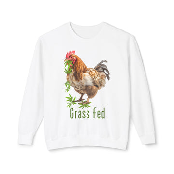 Grass Fed Chicken Sweatshirt, Cozy Farmhouse Apparel, Perfect for Animal Lovers, Gifts for Homesteaders, Vintage Chicken Design