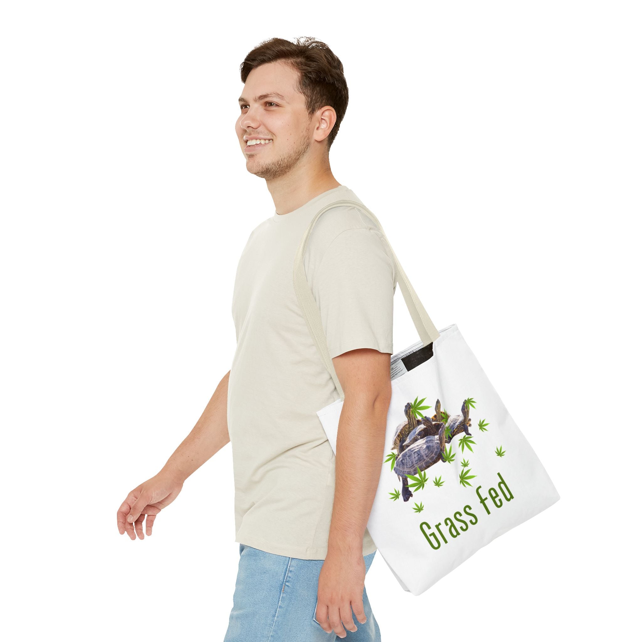 Eco-Friendly Turtle Tote Bag, Grass Fed Design, Reusable Shopping Bag, Animal Lover Gift, Beach Tote, Sustainable Fashion