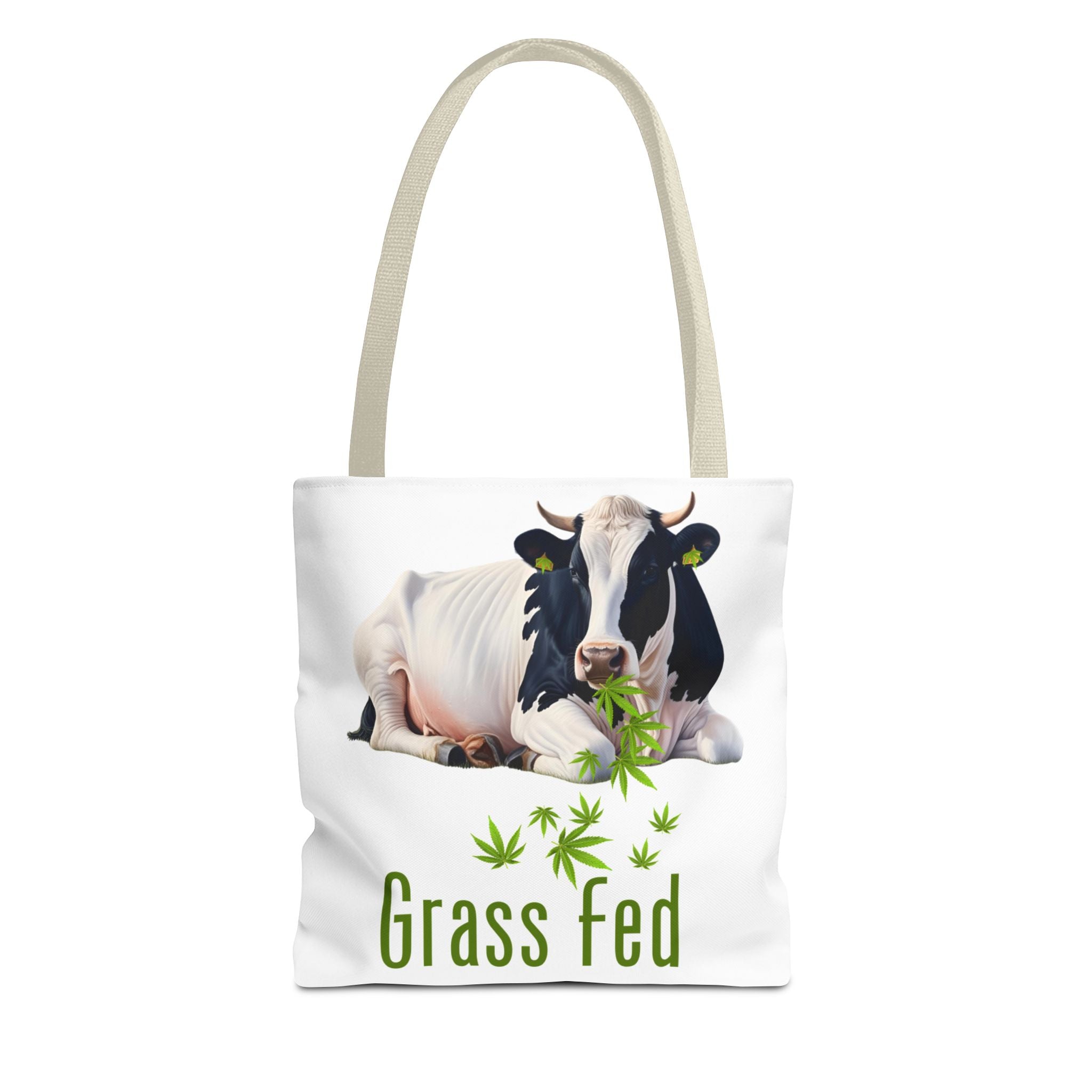 Grass Fed Cow Tote Bag, Eco-Friendly Shopping Bag, Farmhouse Style, Vegan Gift, Reusable Grocery Bag