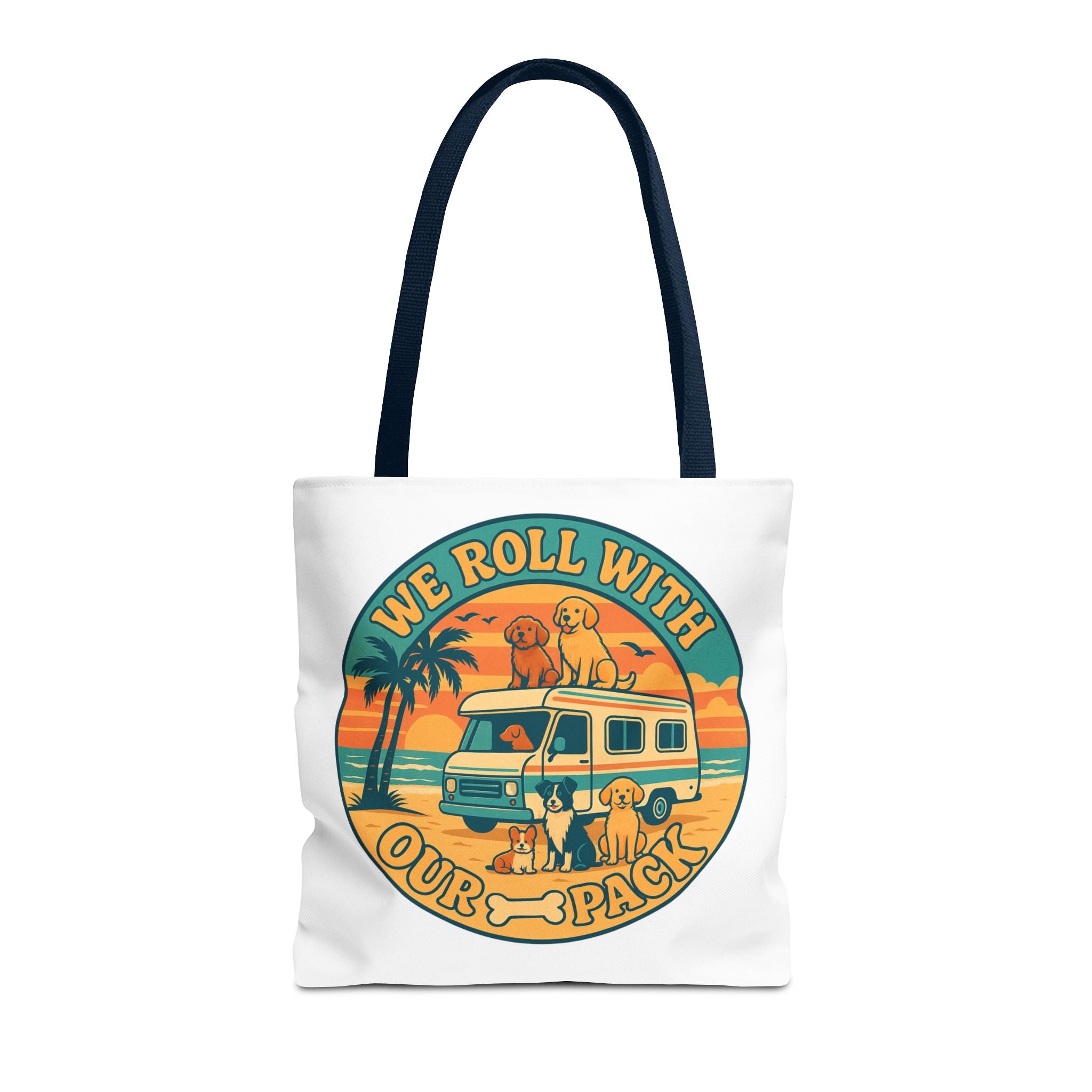 Dog Lovers Tote Bag - We Roll With Our Pack, Beach Bag, Pet Owner Gift, Eco-Friendly, Camping Accessory, Dog Mom Tote
