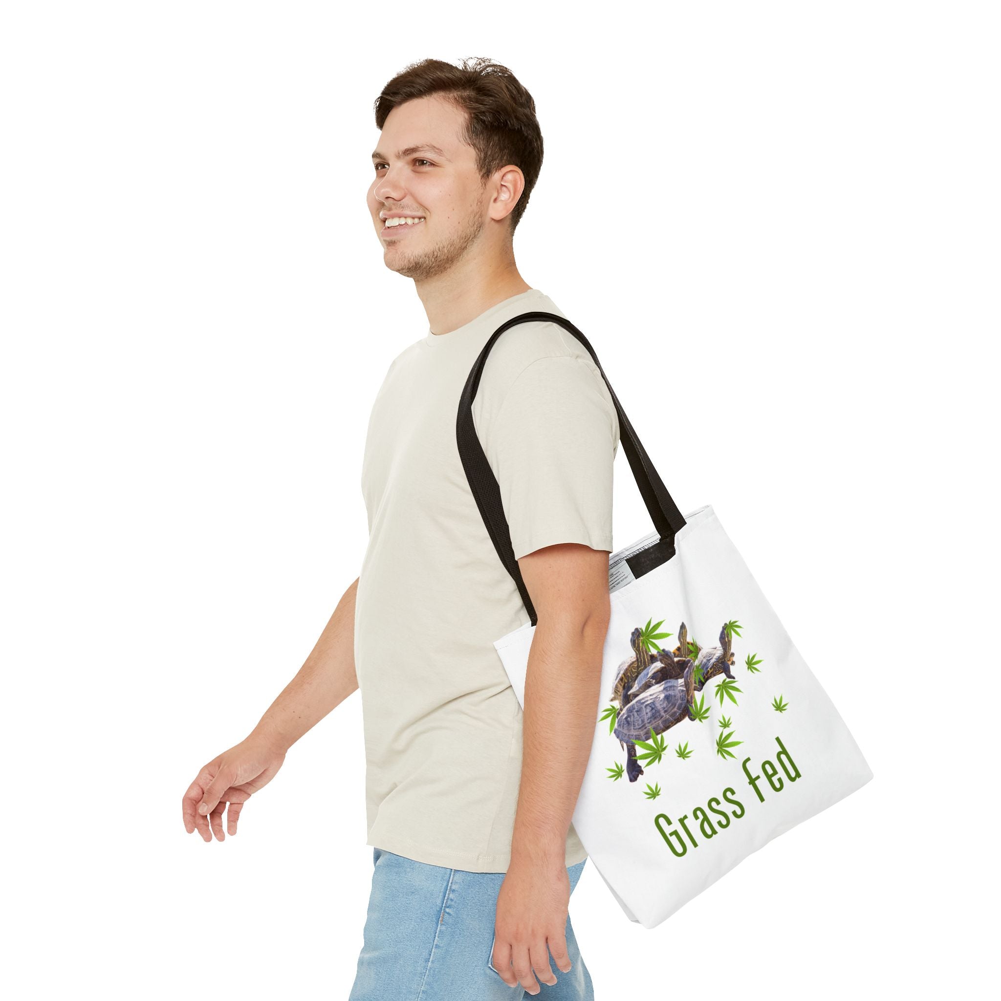 Eco-Friendly Turtle Tote Bag, Grass Fed Design, Reusable Shopping Bag, Animal Lover Gift, Beach Tote, Sustainable Fashion