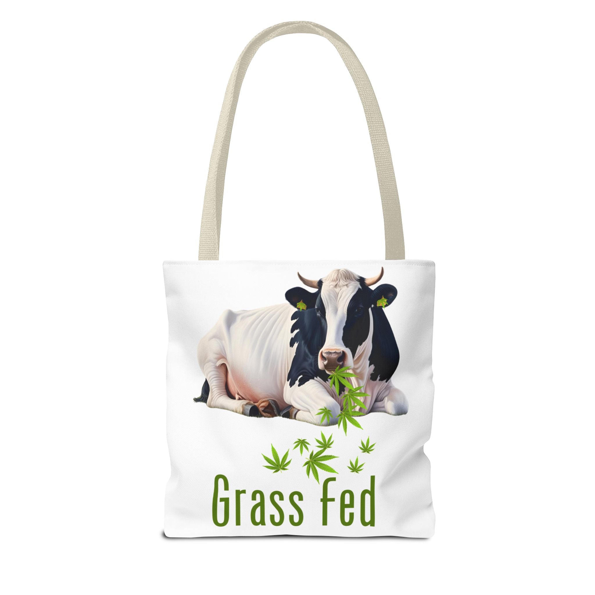 Grass Fed Cow Tote Bag, Eco-Friendly Shopping Bag, Farmhouse Style, Vegan Gift, Reusable Grocery Bag