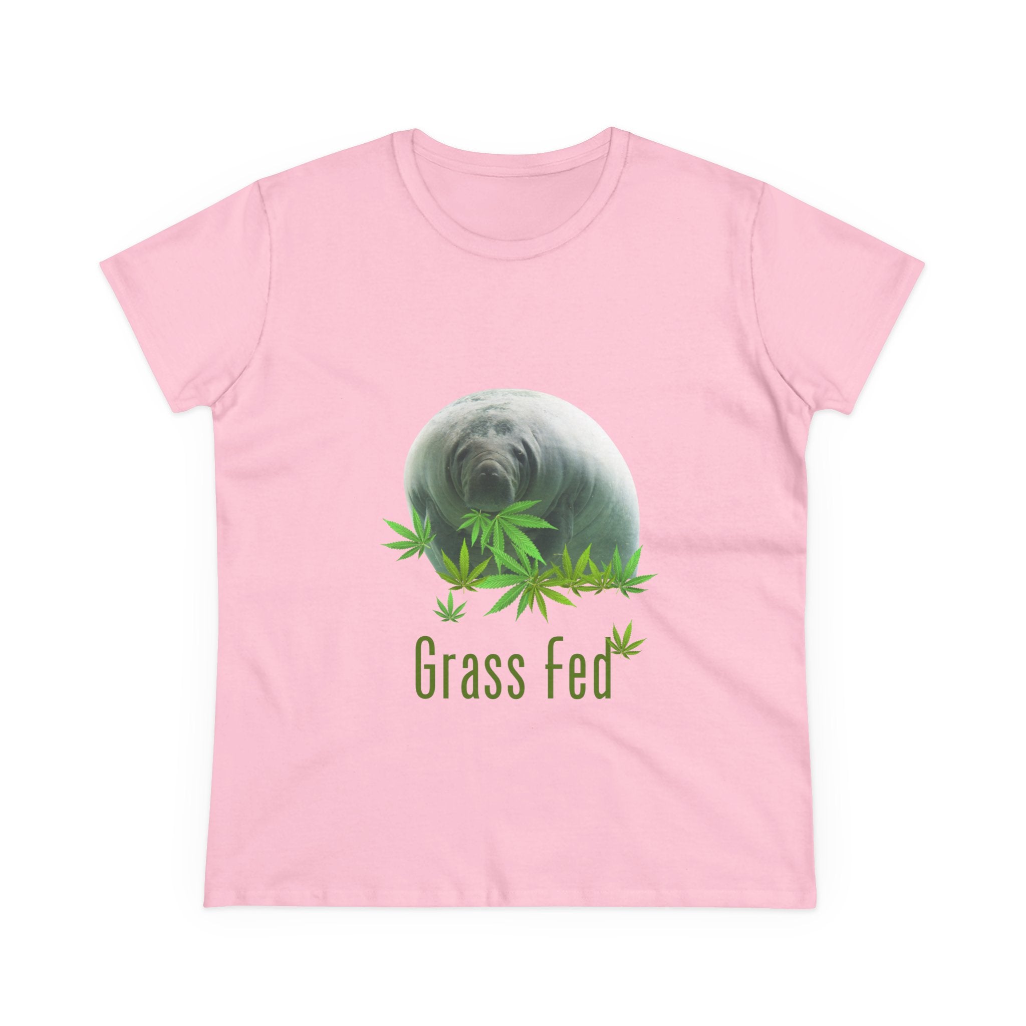Manatee Grass Fed Women's Tee, Eco-Friendly T-Shirt, Nature Lover Gift, Casual Summer Top, Unique Animal Graphic Tee