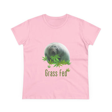Manatee Grass Fed Women's Tee, Eco-Friendly T-Shirt, Nature Lover Gift, Casual Summer Top, Unique Animal Graphic Tee