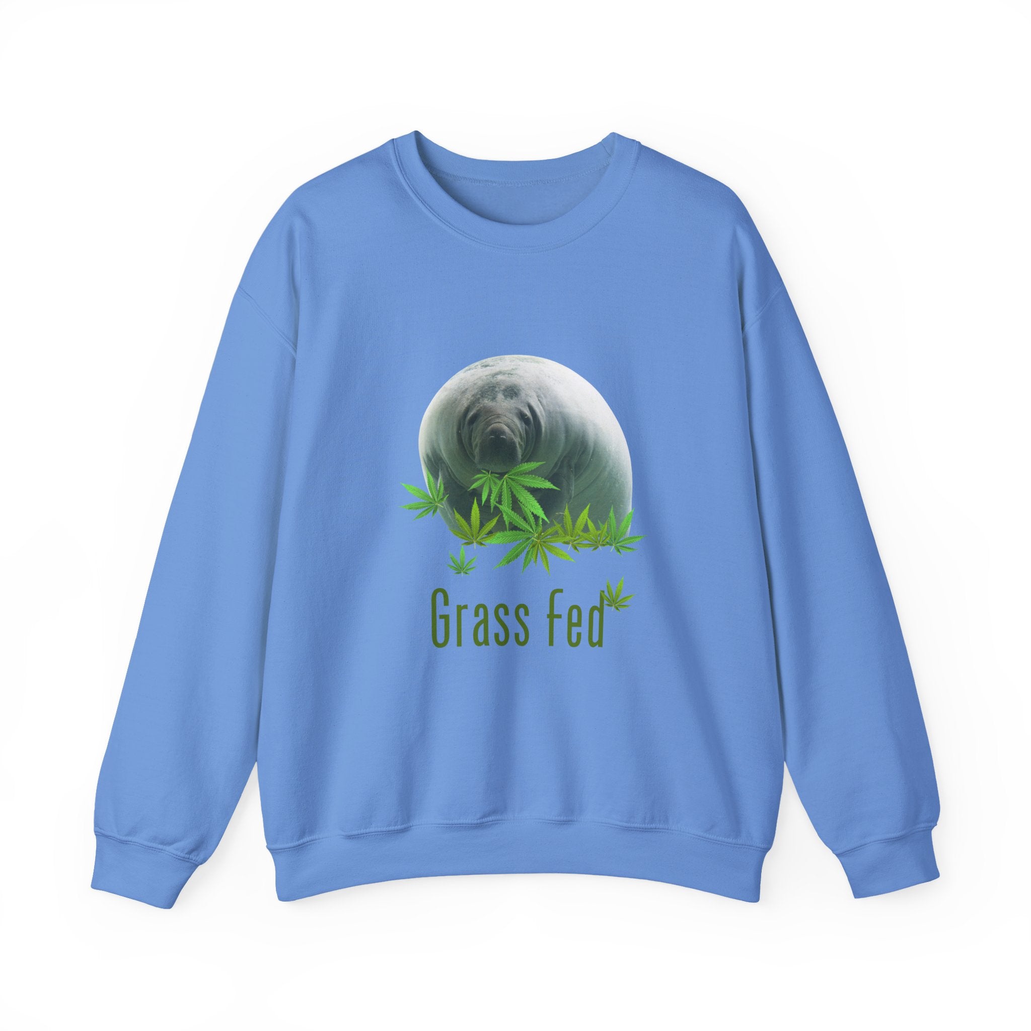 Grass Fed Manatee Crewneck Sweatshirt, Unisex Sweatshirt, Cozy Fall Apparel, Nature Lover Gift, Casual Streetwear, Eco-Friendly Fashion