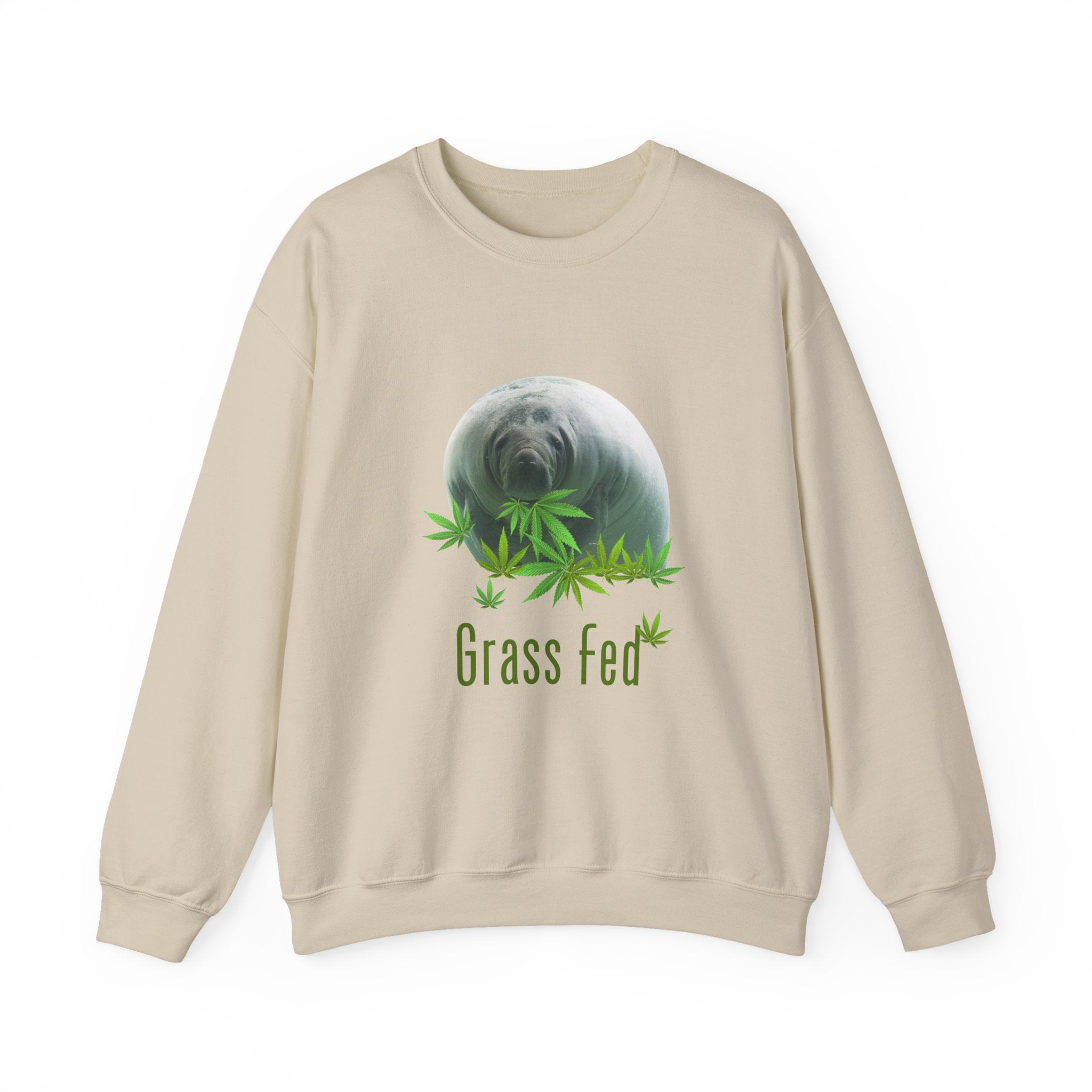 Grass Fed Manatee Crewneck Sweatshirt, Unisex Sweatshirt, Cozy Fall Apparel, Nature Lover Gift, Casual Streetwear, Eco-Friendly Fashion