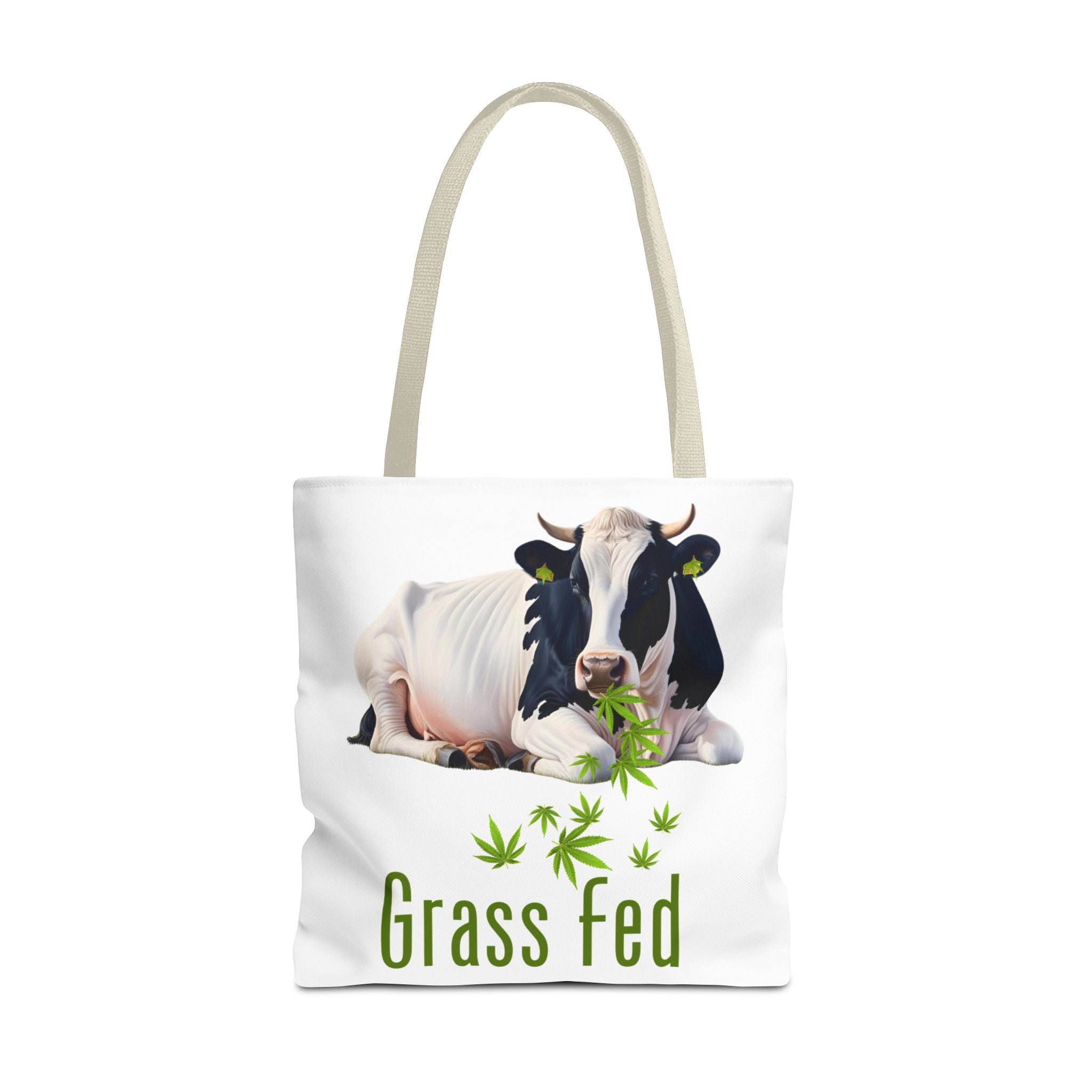 Grass Fed Cow Tote Bag, Eco-Friendly Shopping Bag, Farmhouse Style, Vegan Gift, Reusable Grocery Bag