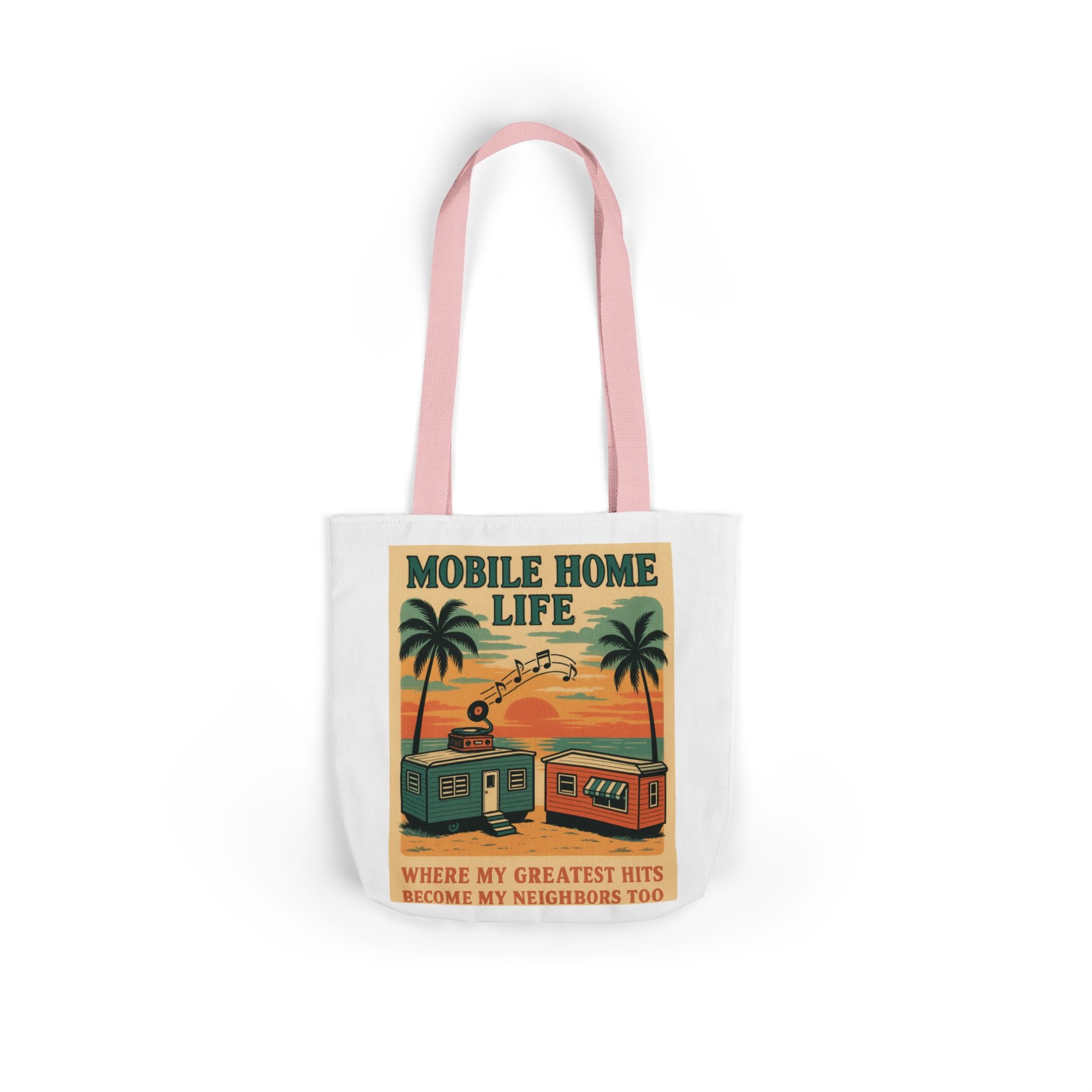 Mobile Home Life Canvas Tote Bag, Beach Chic Bag, Eco-Friendly Shopper, Summer Adventure Tote, Musical Vibes Bag, Gift for Travelers