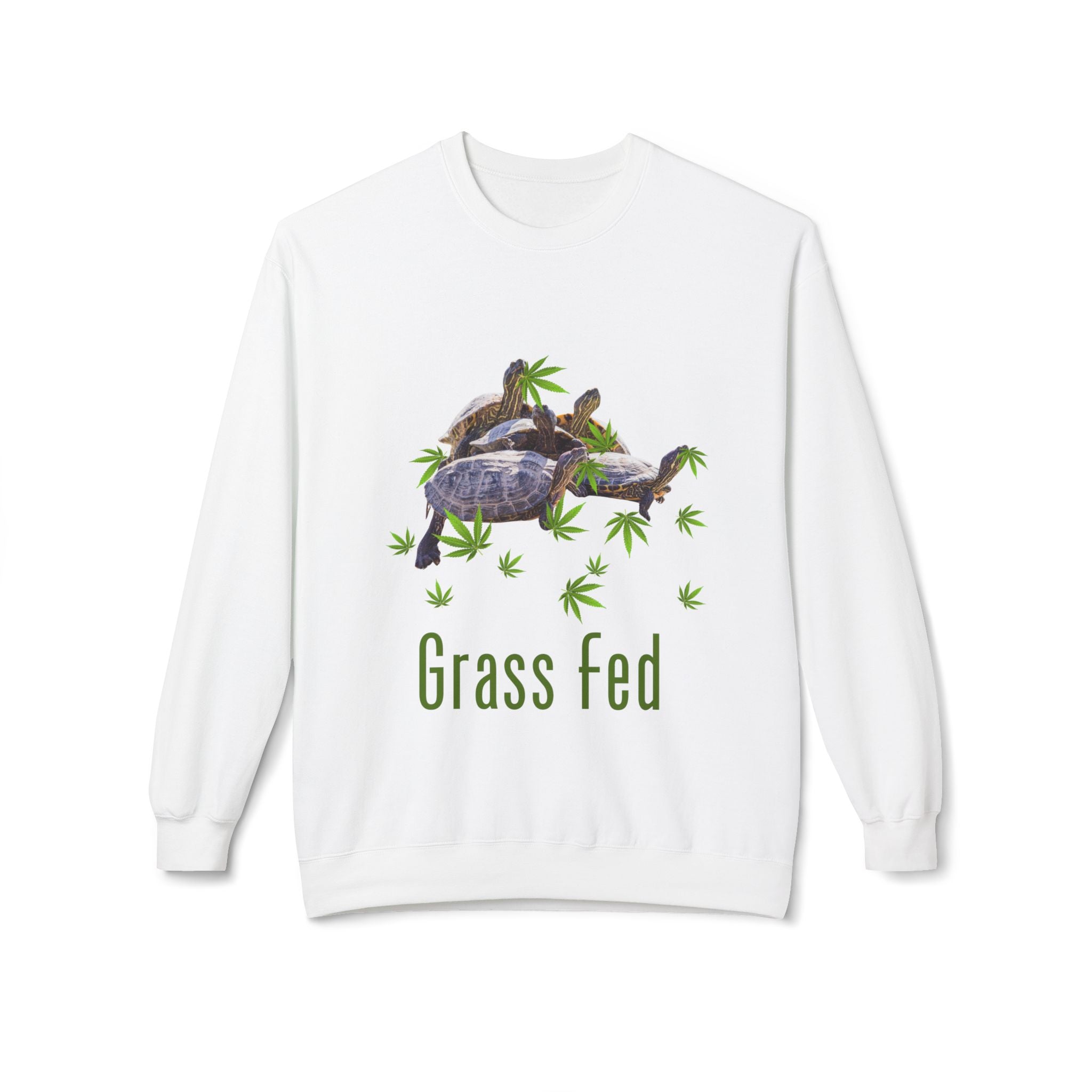 Grass Fed Turtle Crewneck Sweatshirt | Unisex Fleece | Nature Lovers Gift | Eco-Friendly Apparel | Cute Animal Sweatshirt