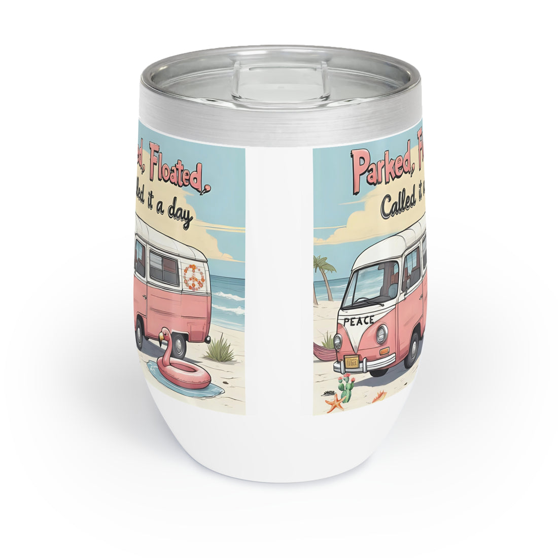 Chill Vinyl Wine Tumbler -lid included-with Beach Vibes, Perfect Gift for Beach Lovers, Relaxation Essentials, Outdoor Picnics, Summer Parties, [...]