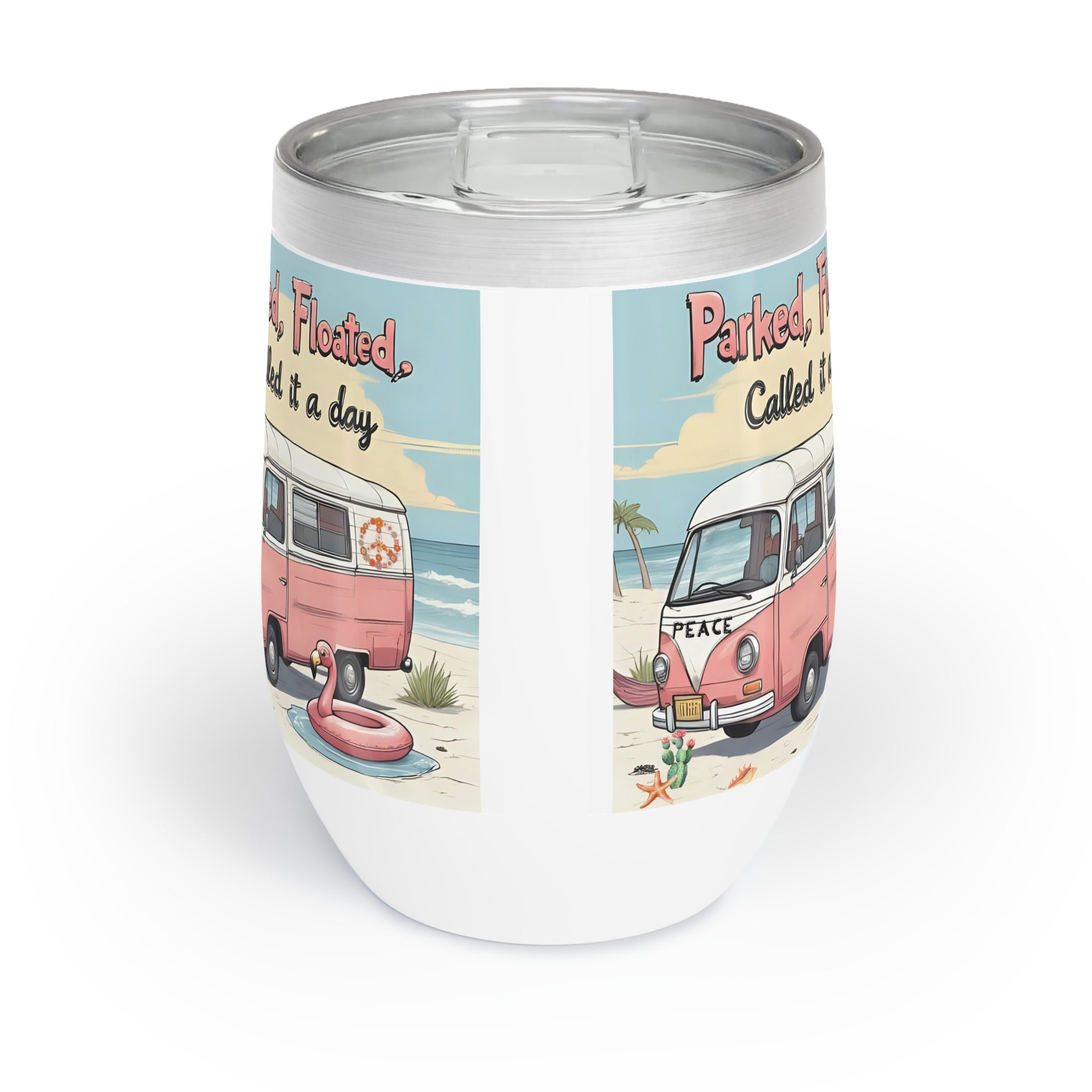 Chill Vinyl Wine Tumbler -lid included-with Beach Vibes, Perfect Gift for Beach Lovers, Relaxation Essentials, Outdoor Picnics, Summer Parties, [...]