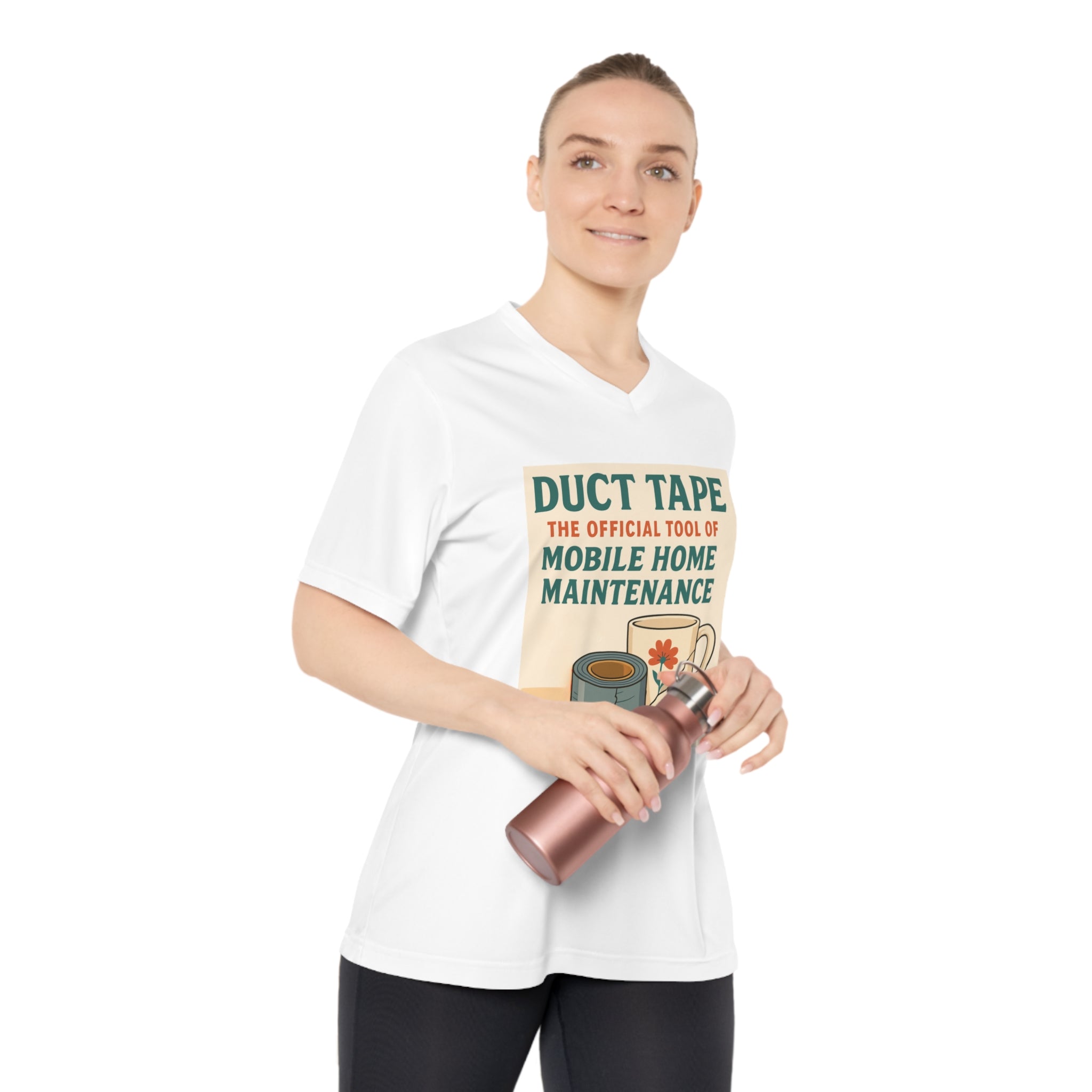 Duct Tape Mobile Home Maintenance Tee, Funny Women’s V-Neck T-Shirt, Gifts for Handyman, Home Repair Humor Shirt, DIY Lover's Apparel