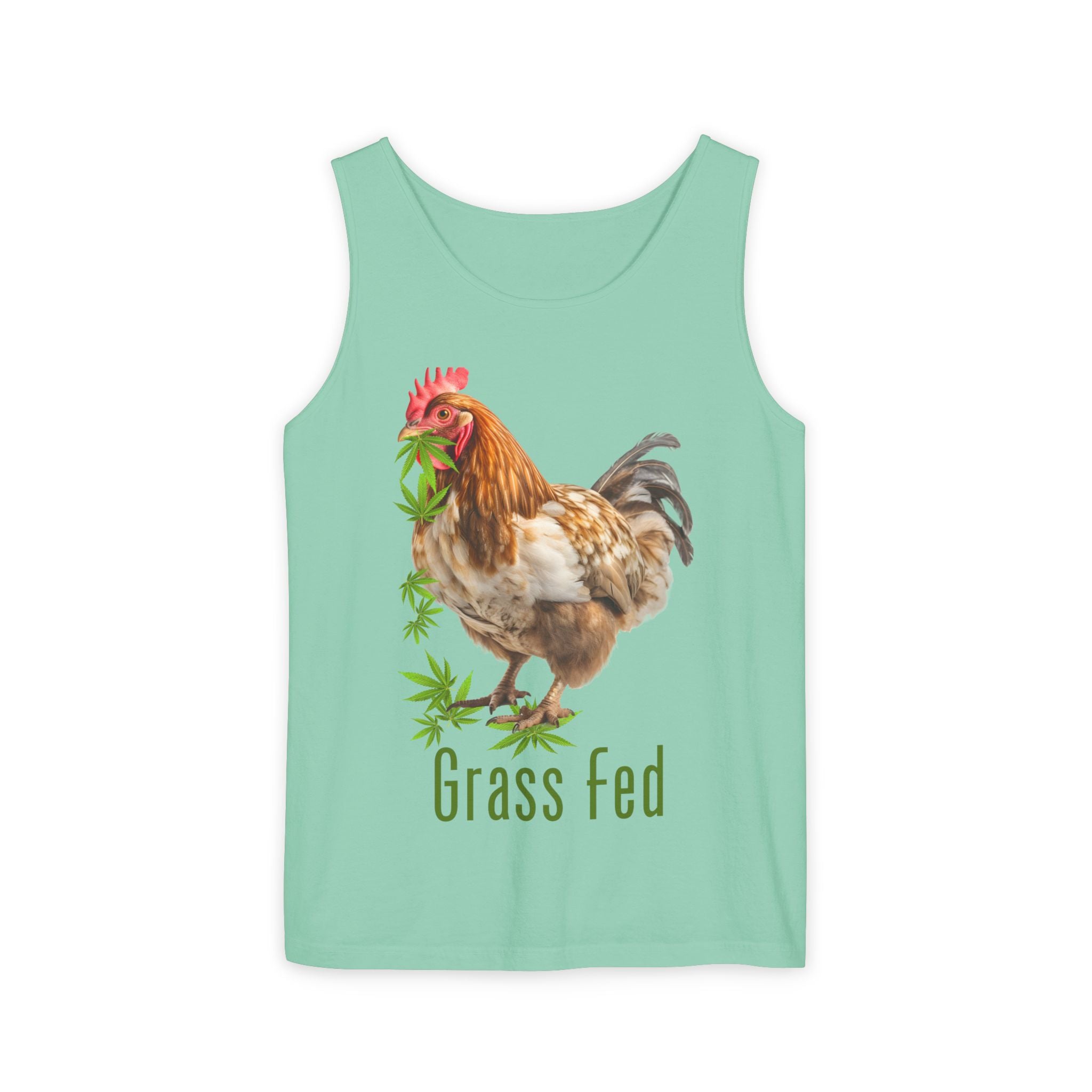 Grass Fed Chicken Tank Top, Unisex Graphic Tee, Casual Summer Apparel, Farm Fresh Gift, Eco-Friendly Fashion