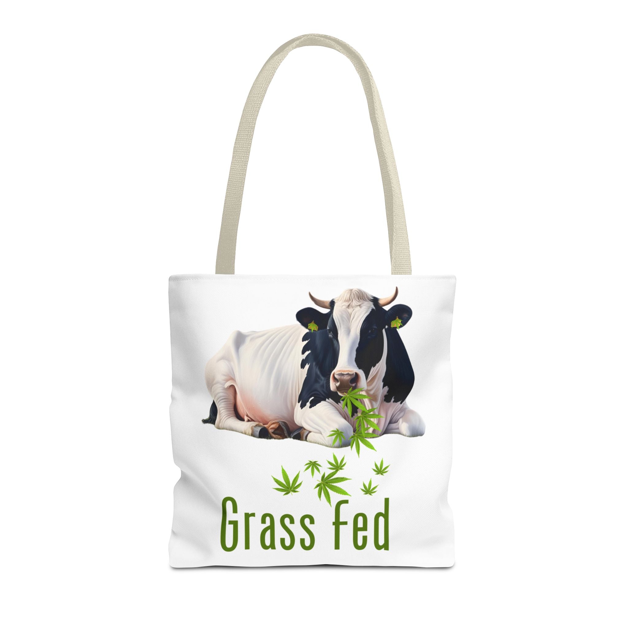 Grass Fed Cow Tote Bag, Eco-Friendly Shopping Bag, Farmhouse Style, Vegan Gift, Reusable Grocery Bag