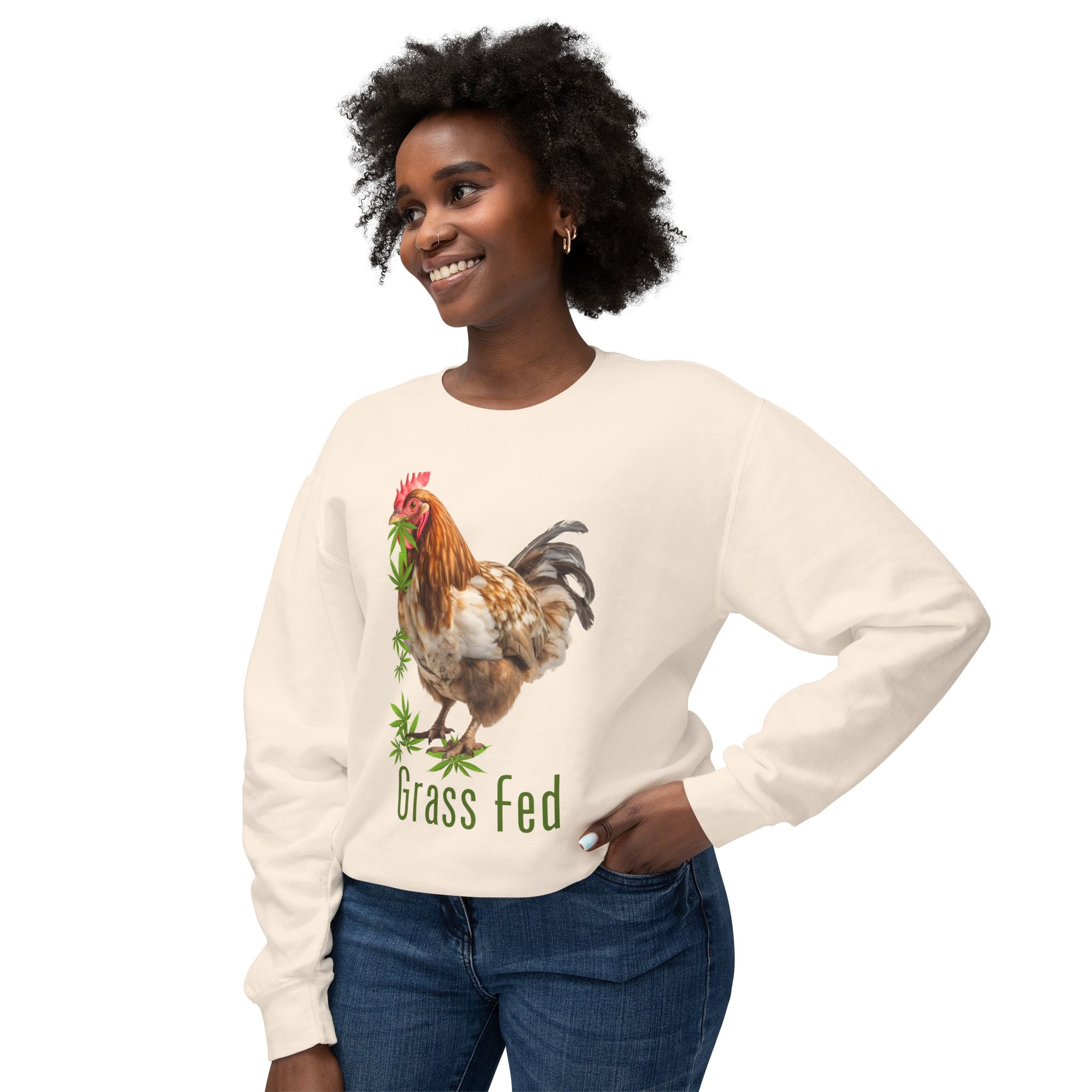 Grass Fed Chicken Sweatshirt, Cozy Farmhouse Apparel, Perfect for Animal Lovers, Gifts for Homesteaders, Vintage Chicken Design