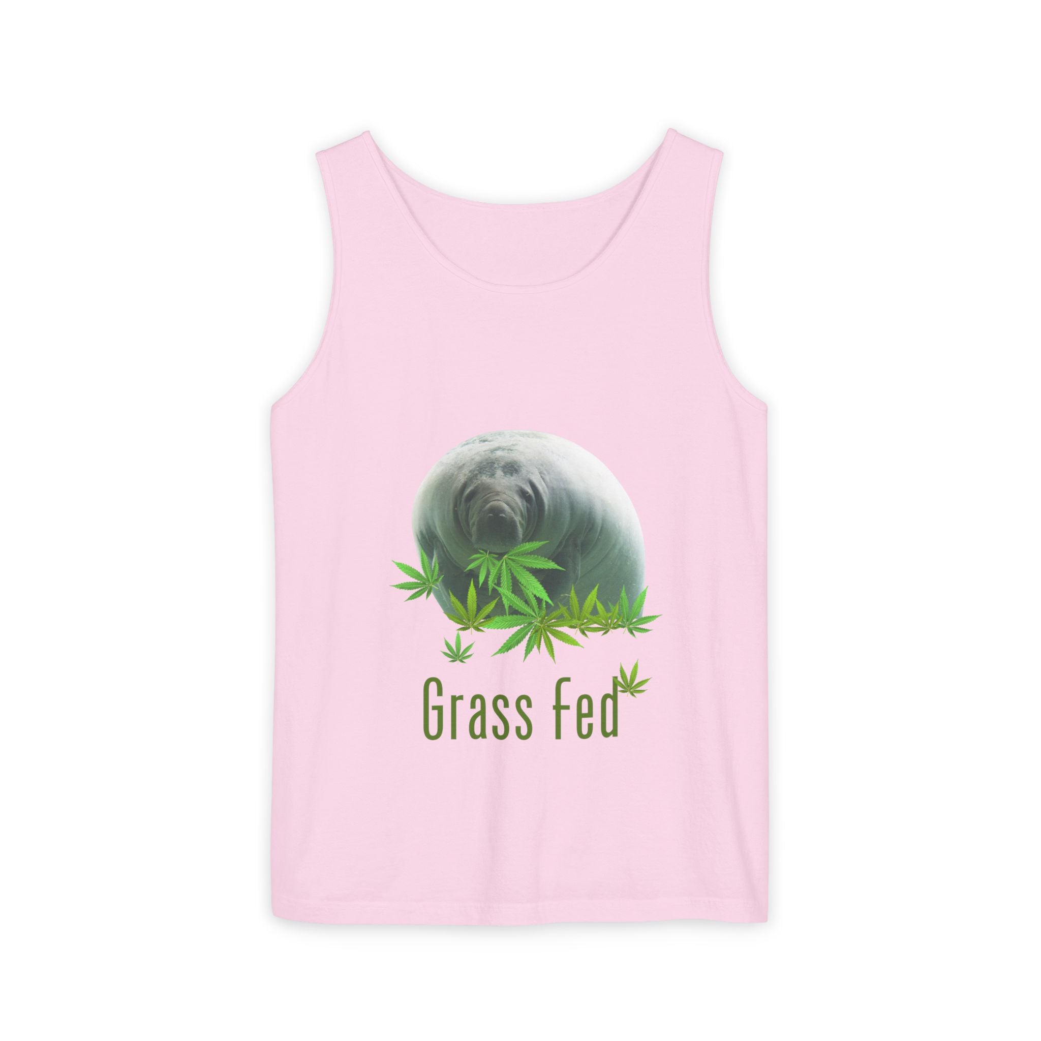 Grass Fed Manatee Unisex Tank Top, Casual Sleeveless Shirt, Nature Lover Gift, Eco-Friendly Apparel, Summer Wardrobe Essential