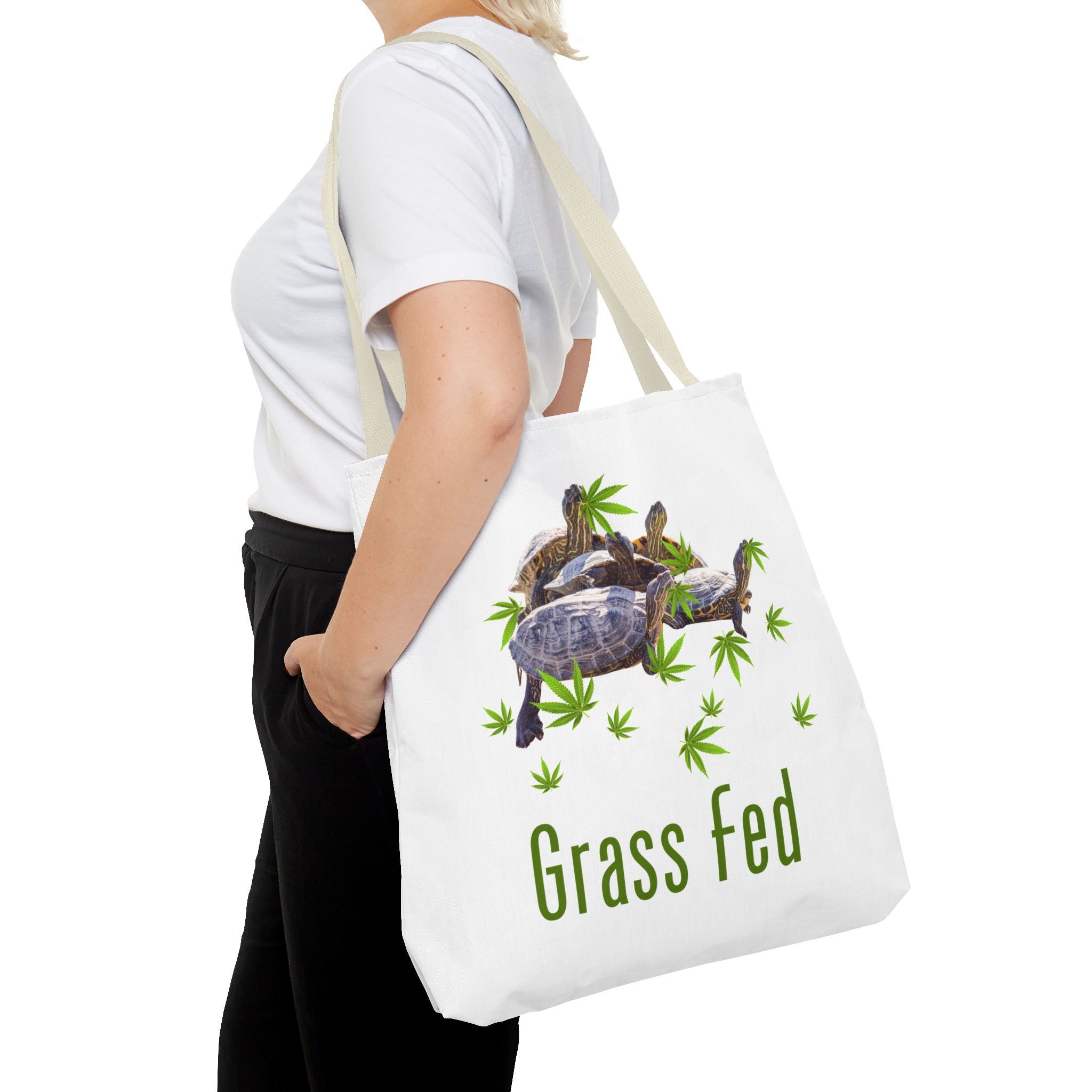 Eco-Friendly Turtle Tote Bag, Grass Fed Design, Reusable Shopping Bag, Animal Lover Gift, Beach Tote, Sustainable Fashion