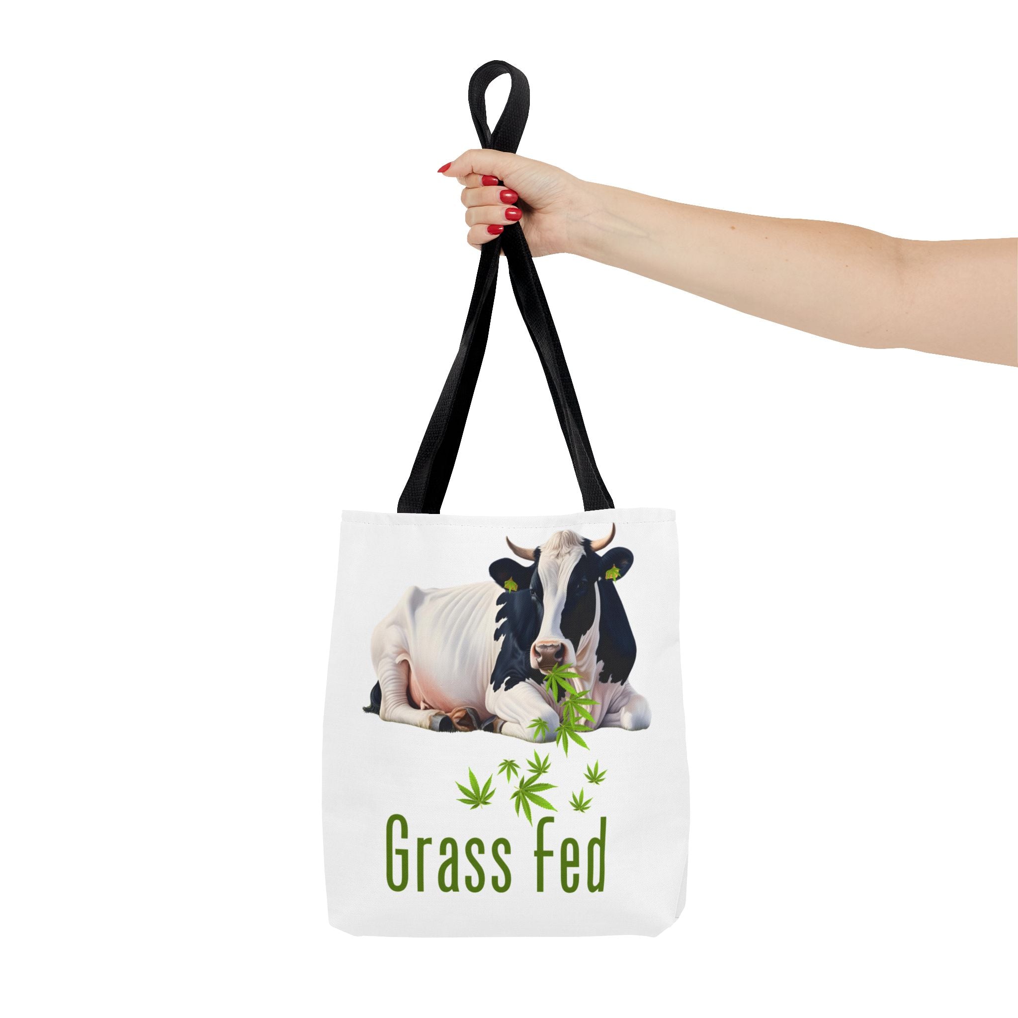 Grass Fed Cow Tote Bag, Eco-Friendly Shopping Bag, Farmhouse Style, Vegan Gift, Reusable Grocery Bag