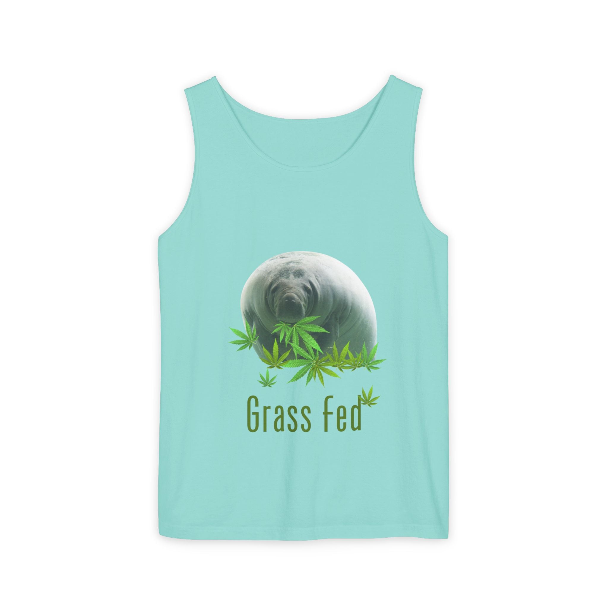 Grass Fed Manatee Unisex Tank Top, Casual Sleeveless Shirt, Nature Lover Gift, Eco-Friendly Apparel, Summer Wardrobe Essential