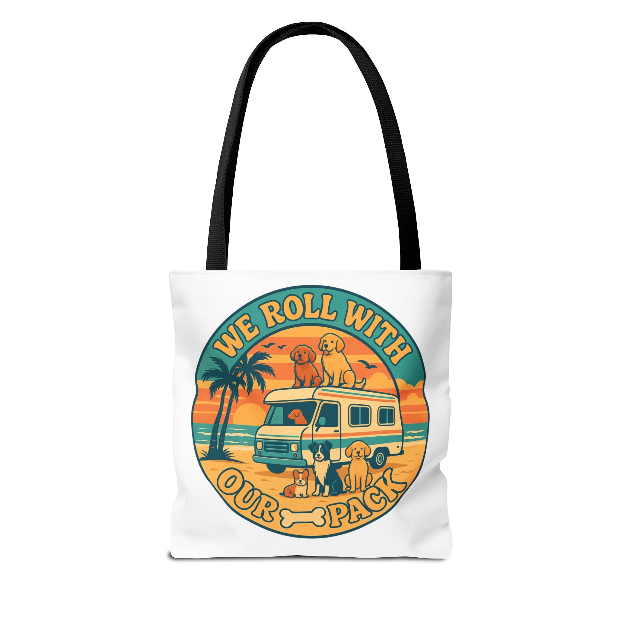 Dog Lovers Tote Bag - We Roll With Our Pack, Beach Bag, Pet Owner Gift, Eco-Friendly, Camping Accessory, Dog Mom Tote