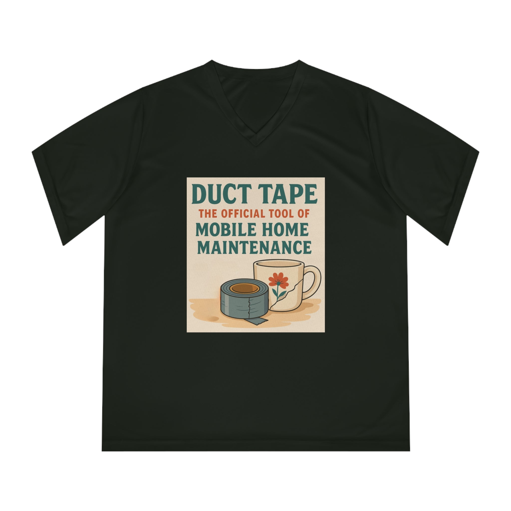 Duct Tape Mobile Home Maintenance Tee, Funny Women’s V-Neck T-Shirt, Gifts for Handyman, Home Repair Humor Shirt, DIY Lover's Apparel