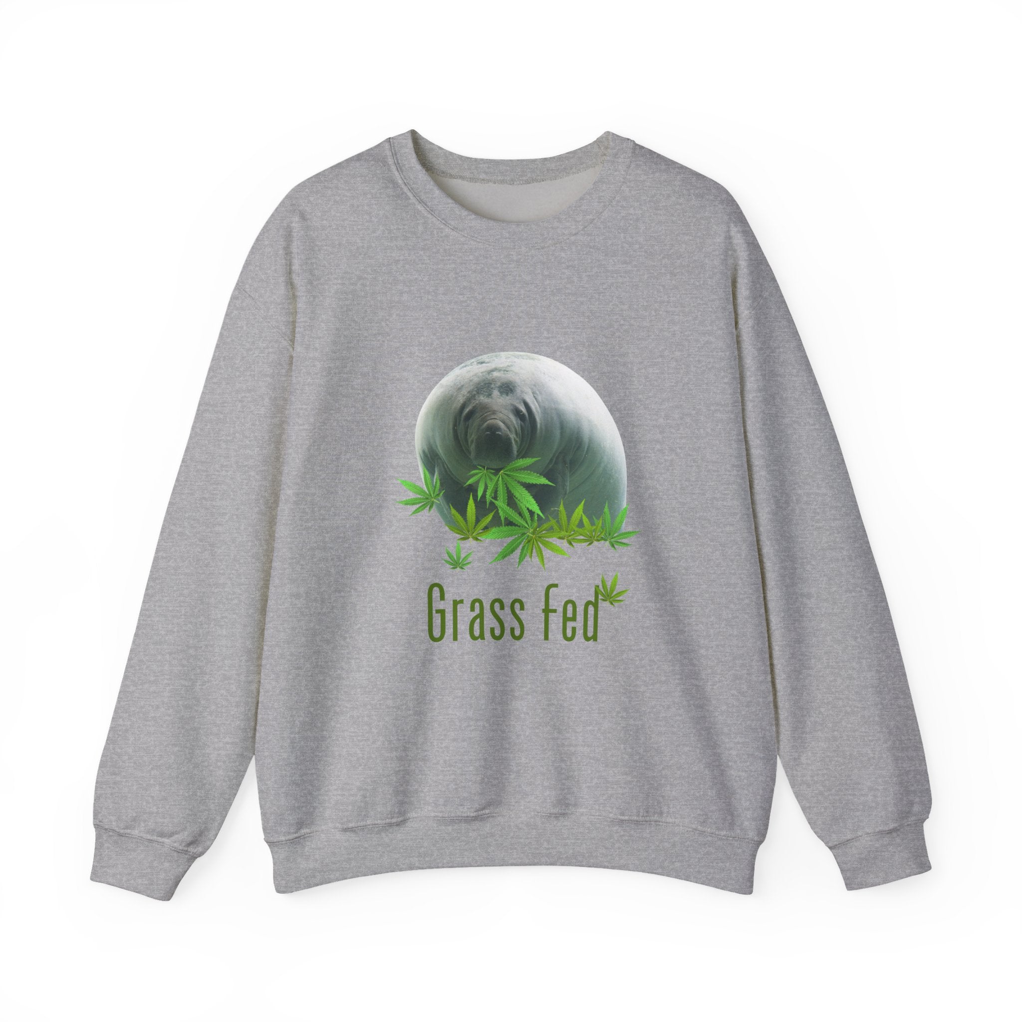 Grass Fed Manatee Crewneck Sweatshirt, Unisex Sweatshirt, Cozy Fall Apparel, Nature Lover Gift, Casual Streetwear, Eco-Friendly Fashion