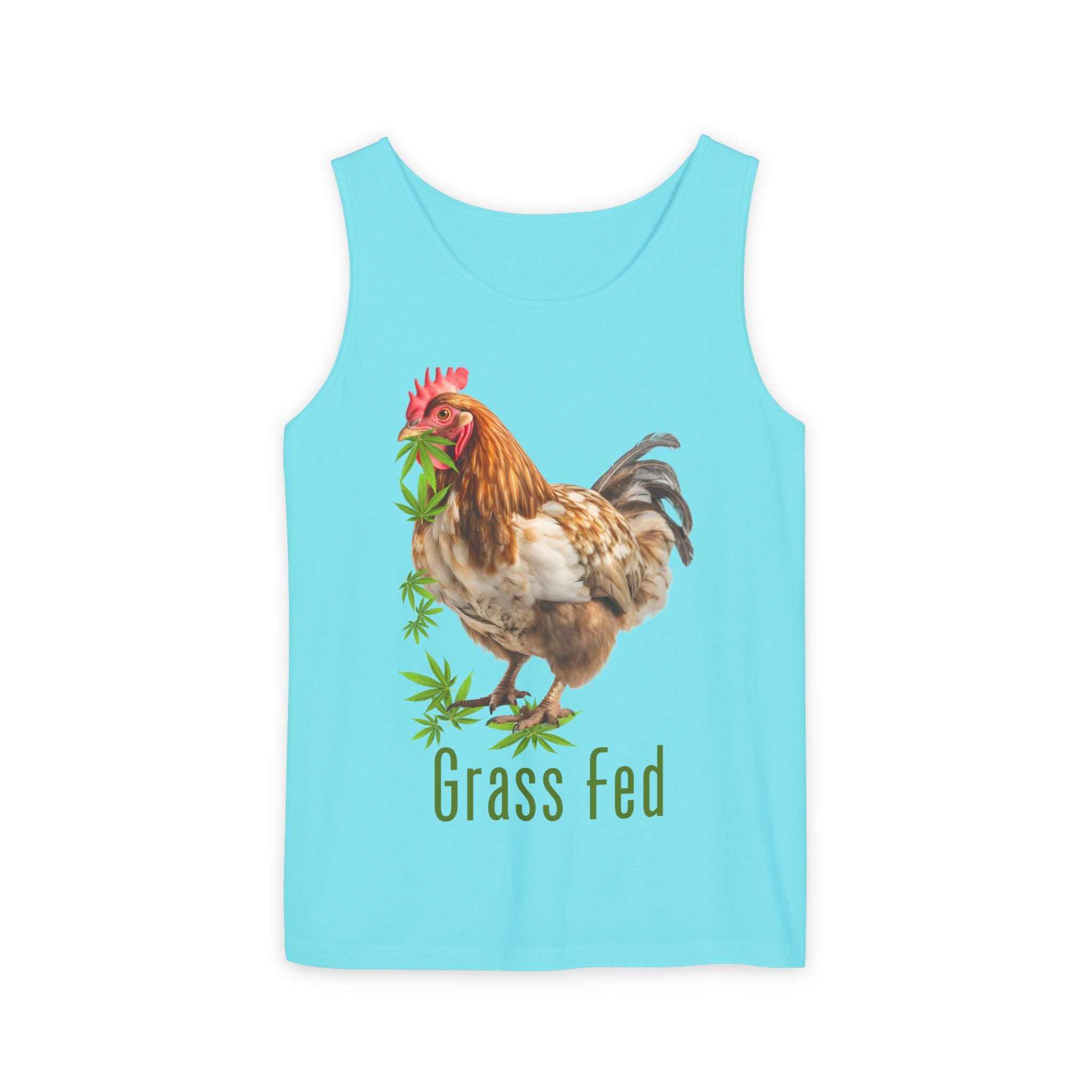 Grass Fed Chicken Tank Top, Unisex Graphic Tee, Casual Summer Apparel, Farm Fresh Gift, Eco-Friendly Fashion
