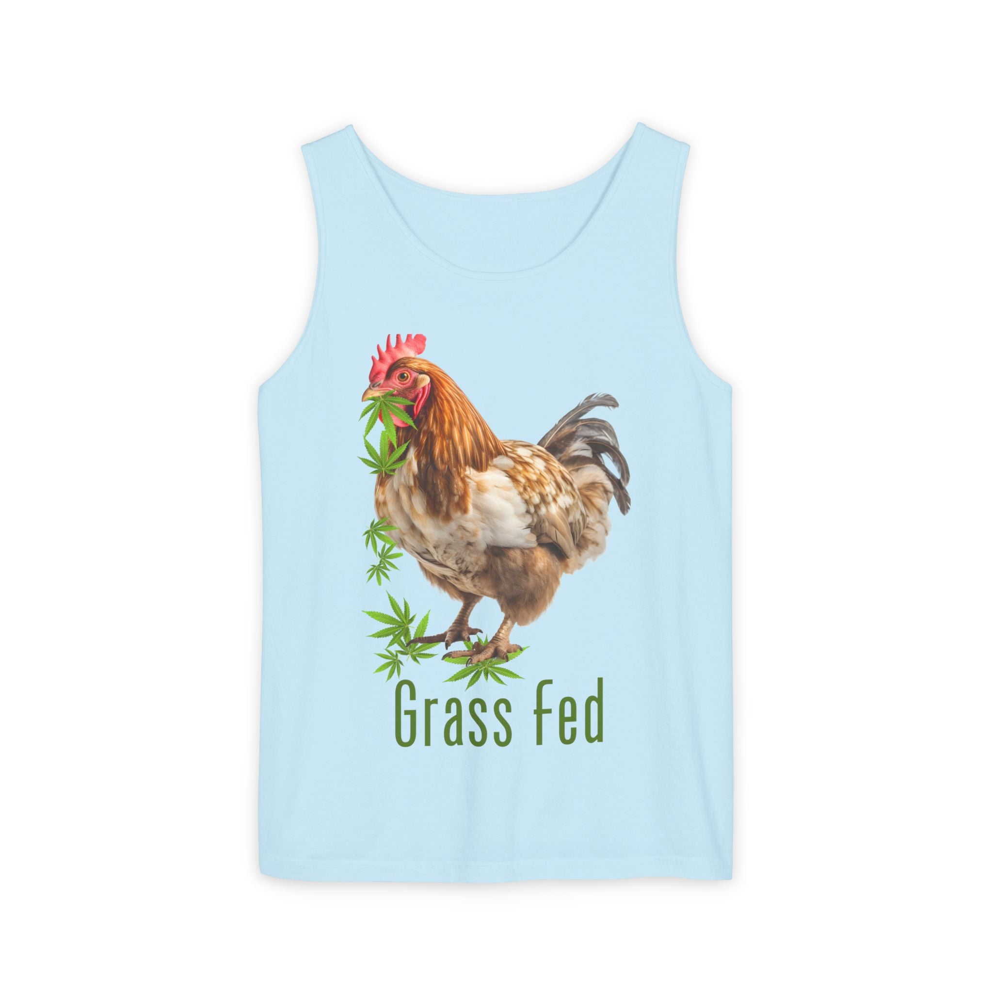 Grass Fed Chicken Tank Top, Unisex Graphic Tee, Casual Summer Apparel, Farm Fresh Gift, Eco-Friendly Fashion