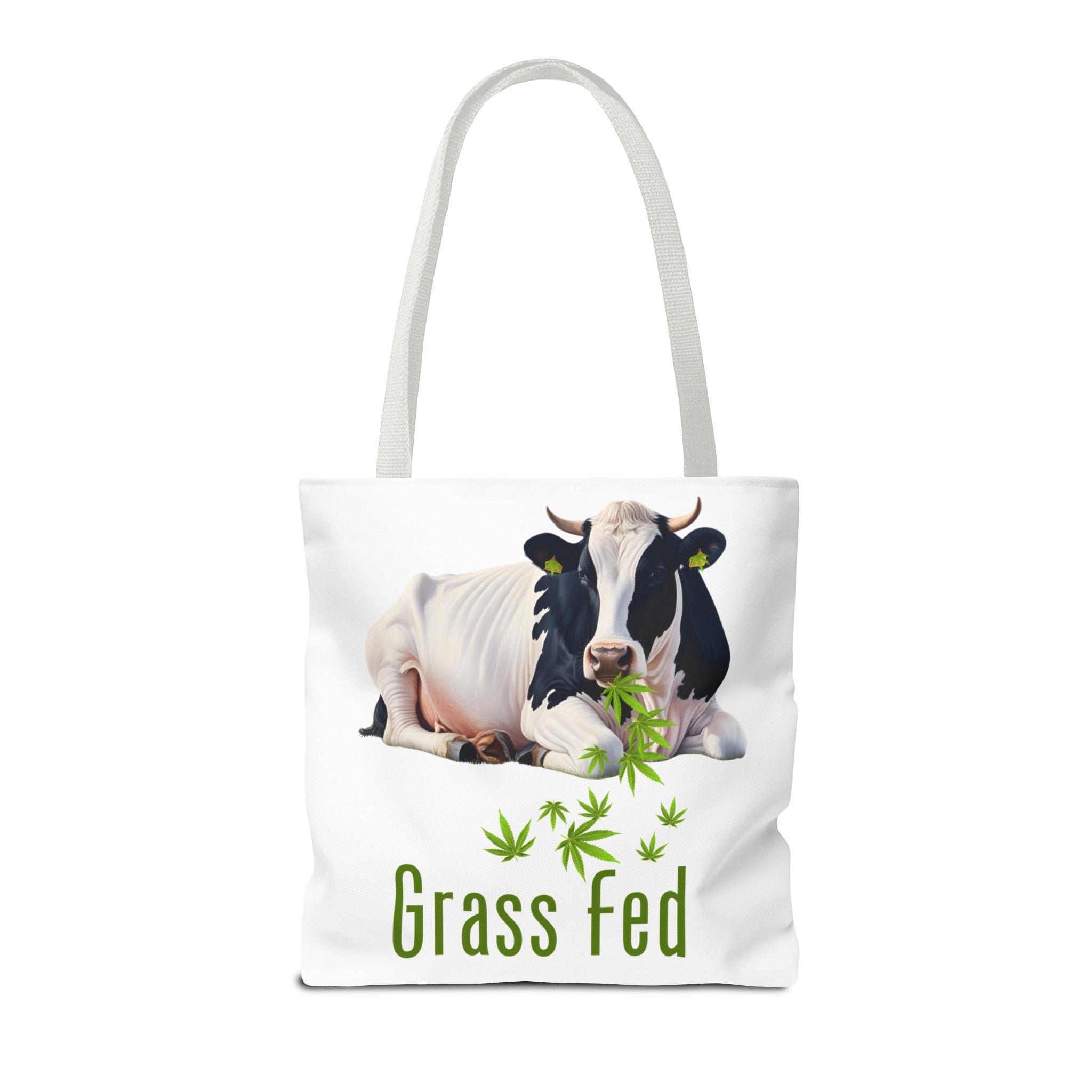 Grass Fed Cow Tote Bag, Eco-Friendly Shopping Bag, Farmhouse Style, Vegan Gift, Reusable Grocery Bag