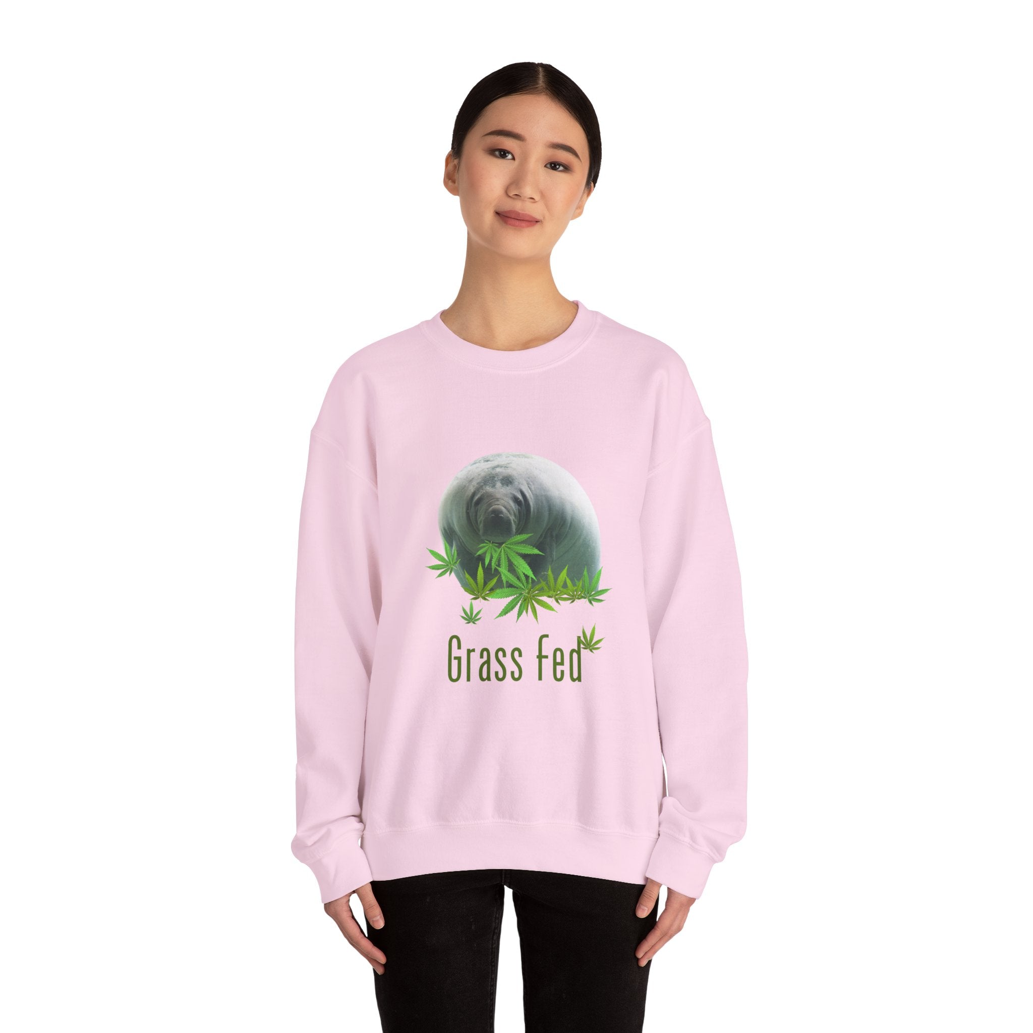 Grass Fed Manatee Crewneck Sweatshirt, Unisex Sweatshirt, Cozy Fall Apparel, Nature Lover Gift, Casual Streetwear, Eco-Friendly Fashion