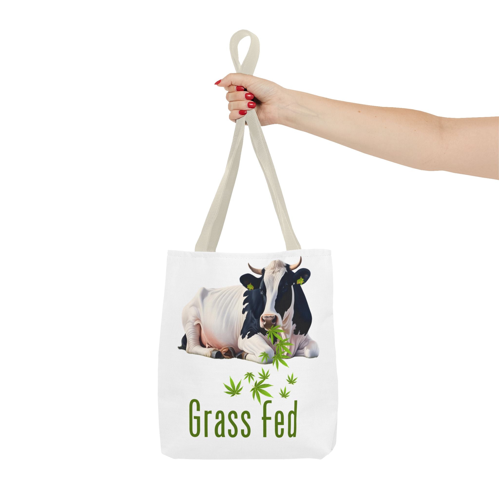 Grass Fed Cow Tote Bag, Eco-Friendly Shopping Bag, Farmhouse Style, Vegan Gift, Reusable Grocery Bag