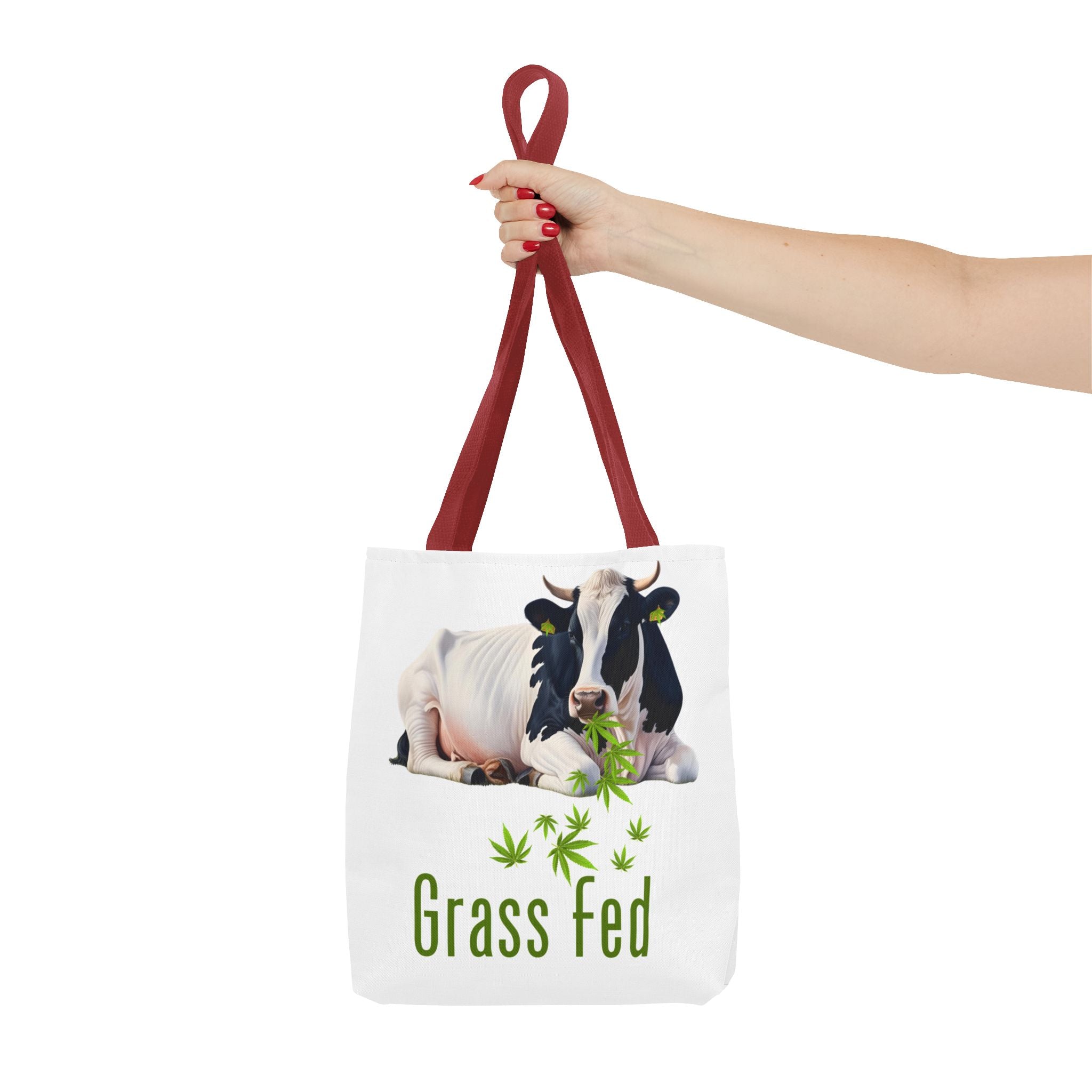 Grass Fed Cow Tote Bag, Eco-Friendly Shopping Bag, Farmhouse Style, Vegan Gift, Reusable Grocery Bag