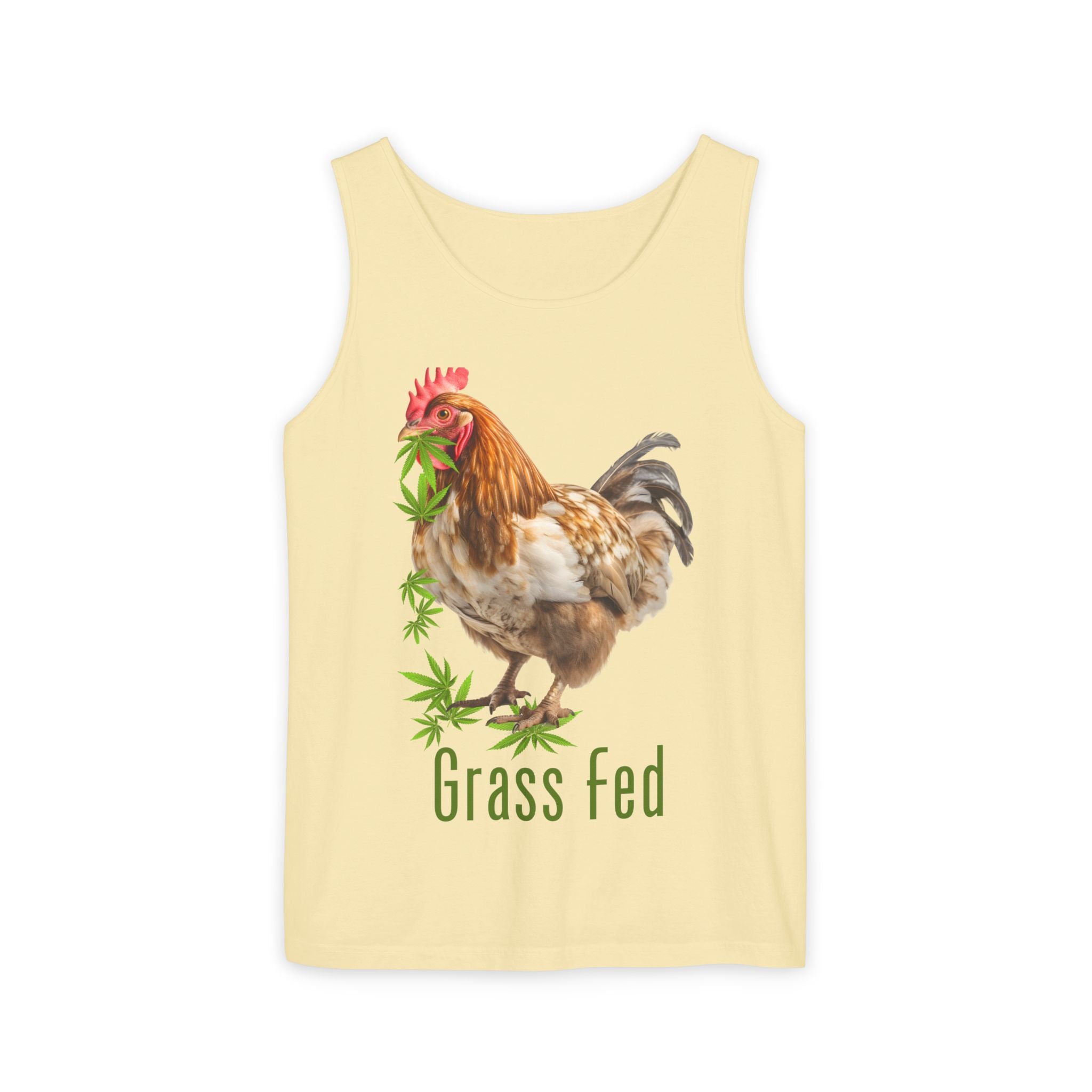 Grass Fed Chicken Tank Top, Unisex Graphic Tee, Casual Summer Apparel, Farm Fresh Gift, Eco-Friendly Fashion