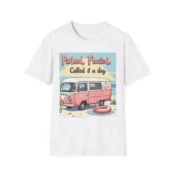 Vintage Beach Theme Unisex T-Shirt with Funny 'Parked Floated and Called it a Day' Design