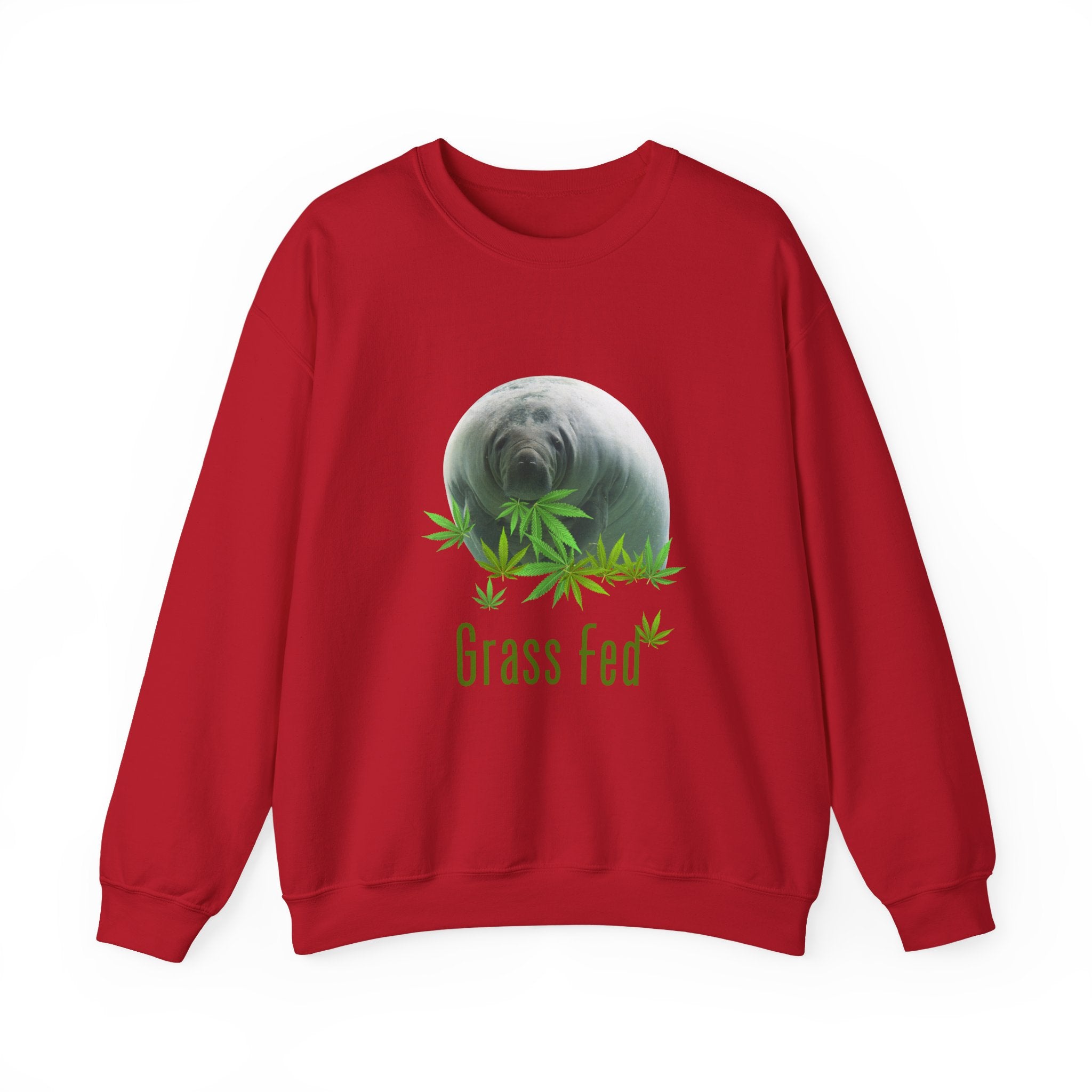 Grass Fed Manatee Crewneck Sweatshirt, Unisex Sweatshirt, Cozy Fall Apparel, Nature Lover Gift, Casual Streetwear, Eco-Friendly Fashion