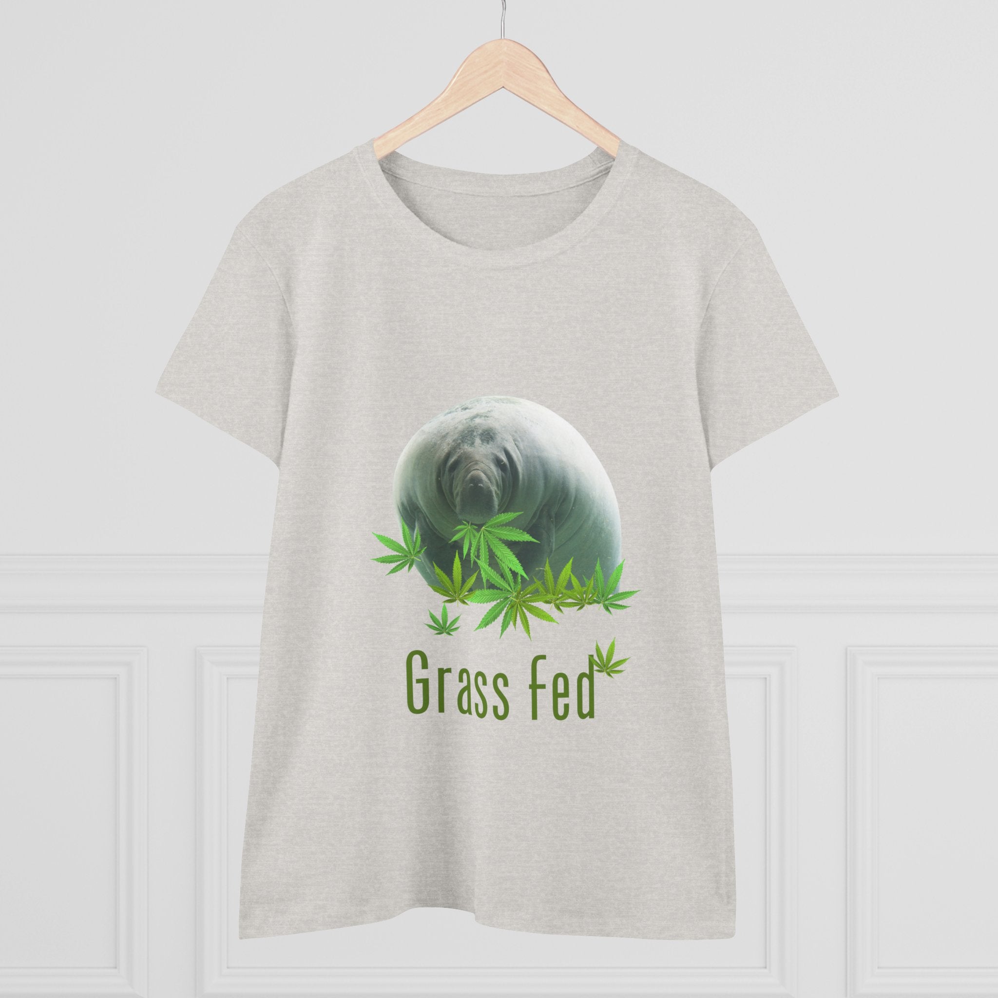 Manatee Grass Fed Women's Tee, Eco-Friendly T-Shirt, Nature Lover Gift, Casual Summer Top, Unique Animal Graphic Tee