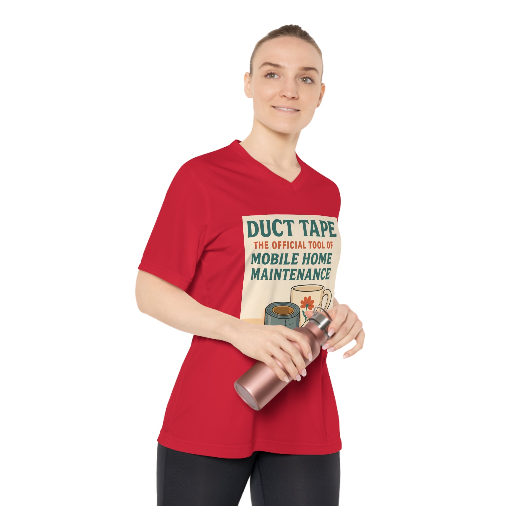 Duct Tape Mobile Home Maintenance Tee, Funny Women’s V-Neck T-Shirt, Gifts for Handyman, Home Repair Humor Shirt, DIY Lover's Apparel