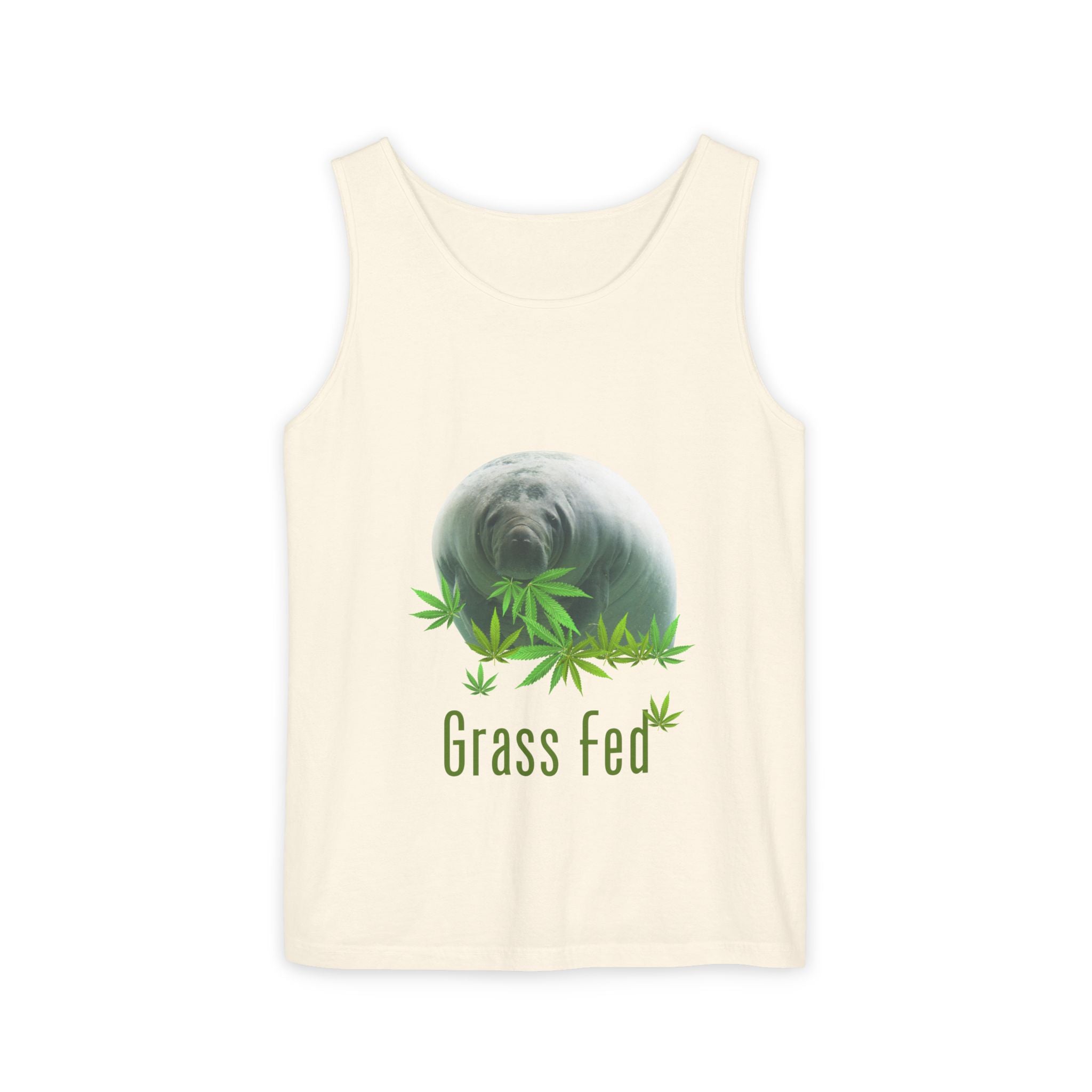 Grass Fed Manatee Unisex Tank Top, Casual Sleeveless Shirt, Nature Lover Gift, Eco-Friendly Apparel, Summer Wardrobe Essential