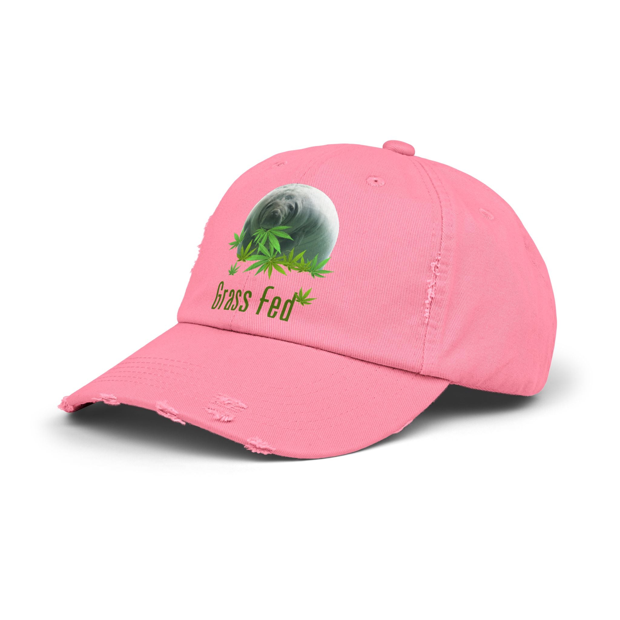 Grass Fed Distressed Cap, Unisex Cap, Nature Hat, Eco-Friendly Baseball Cap, Gift for Animal Lovers, Summer Accessory