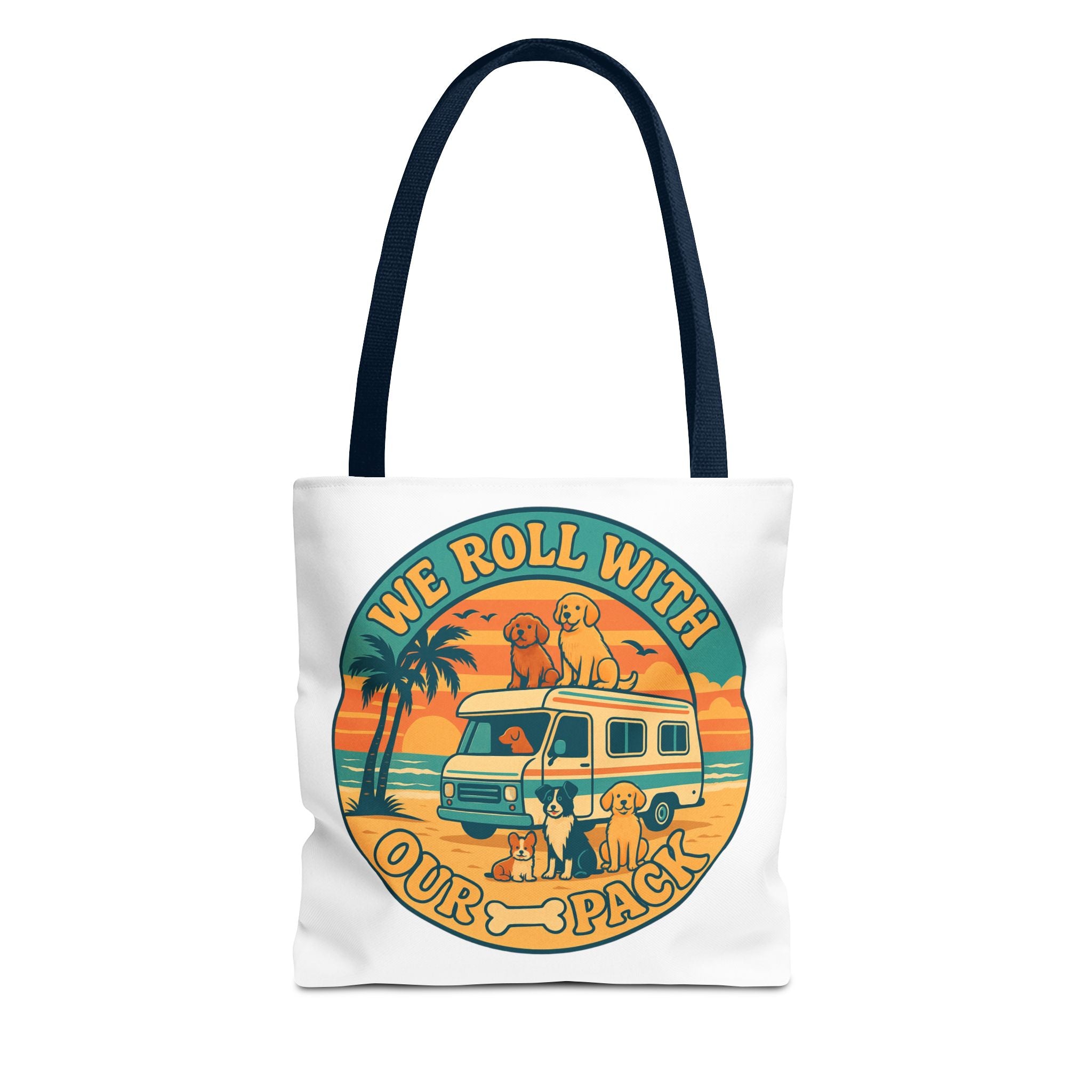 Dog Lovers Tote Bag - We Roll With Our Pack, Beach Bag, Pet Owner Gift, Eco-Friendly, Camping Accessory, Dog Mom Tote