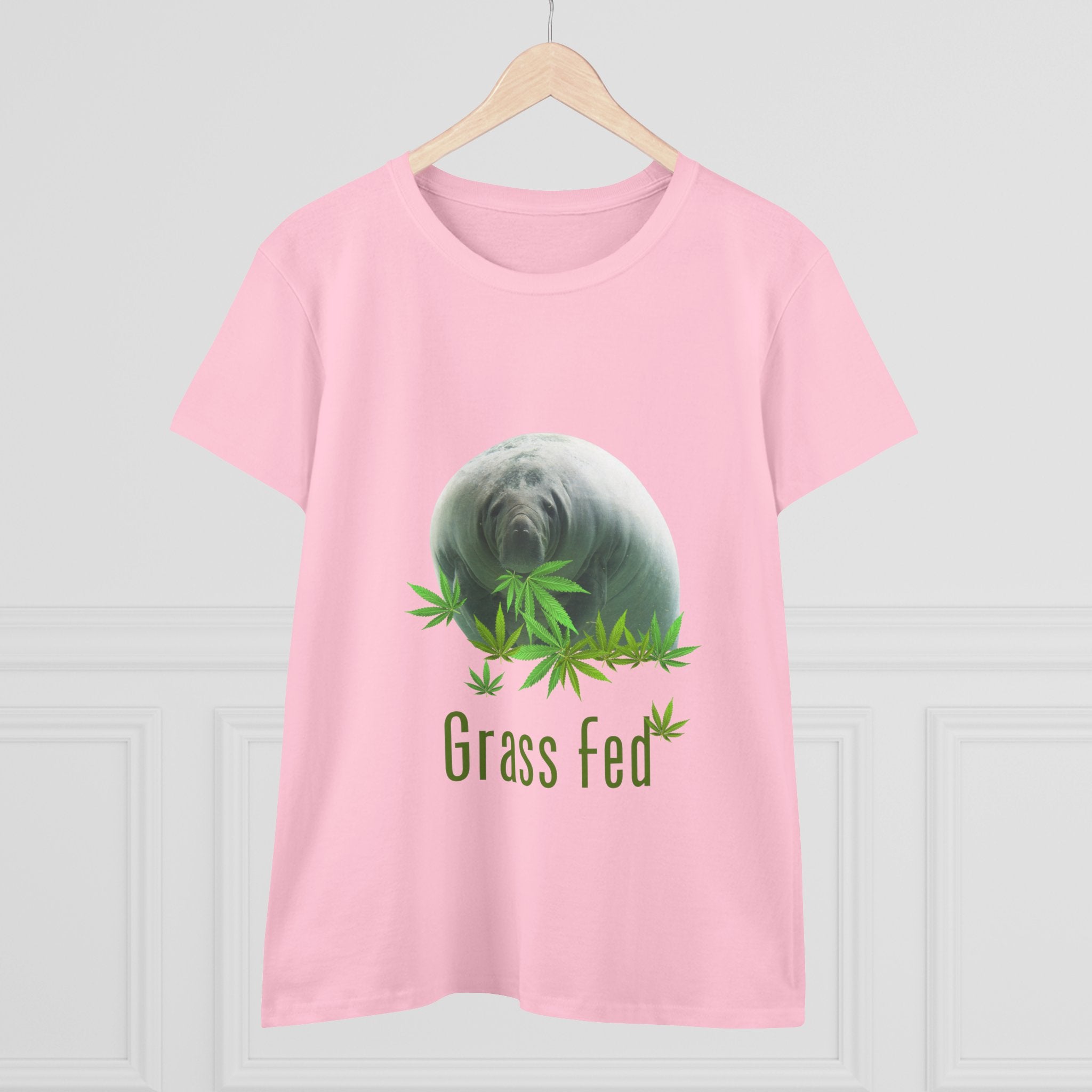 Manatee Grass Fed Women's Tee, Eco-Friendly T-Shirt, Nature Lover Gift, Casual Summer Top, Unique Animal Graphic Tee