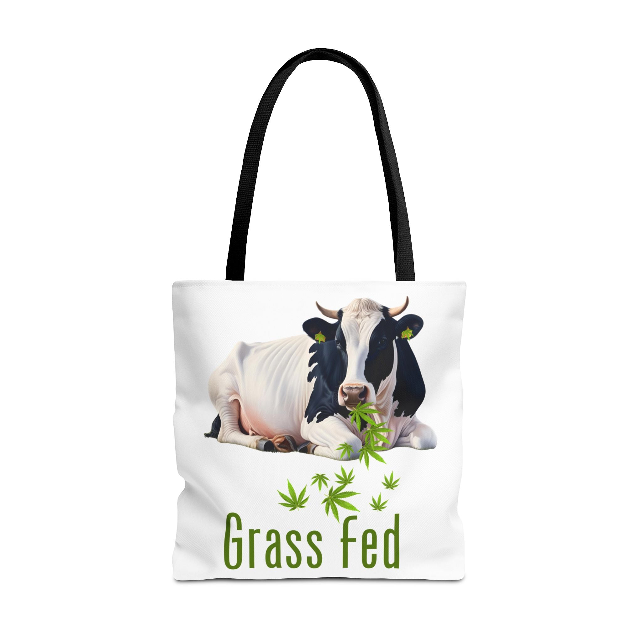 Grass Fed Cow Tote Bag, Eco-Friendly Shopping Bag, Farmhouse Style, Vegan Gift, Reusable Grocery Bag