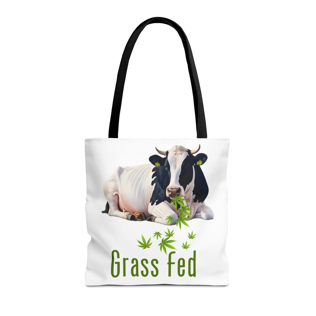 Grass Fed Cow Tote Bag, Eco-Friendly Shopping Bag, Farmhouse Style, Vegan Gift, Reusable Grocery Bag