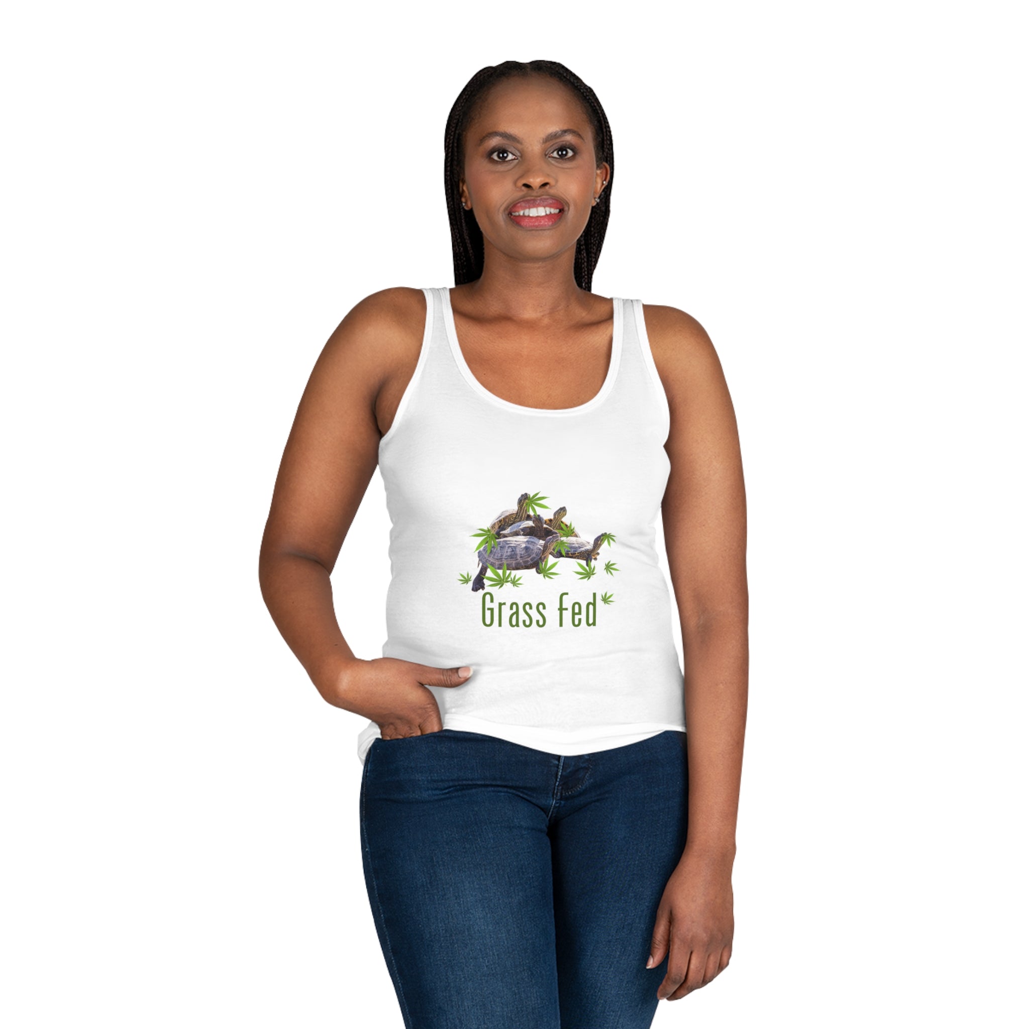 Turtle Grass Fed Women's Tank Top | Eco-Friendly Apparel, Casual Wear, Gift for Nature Lovers, Summer Essentials, Farm-Inspired Fashion