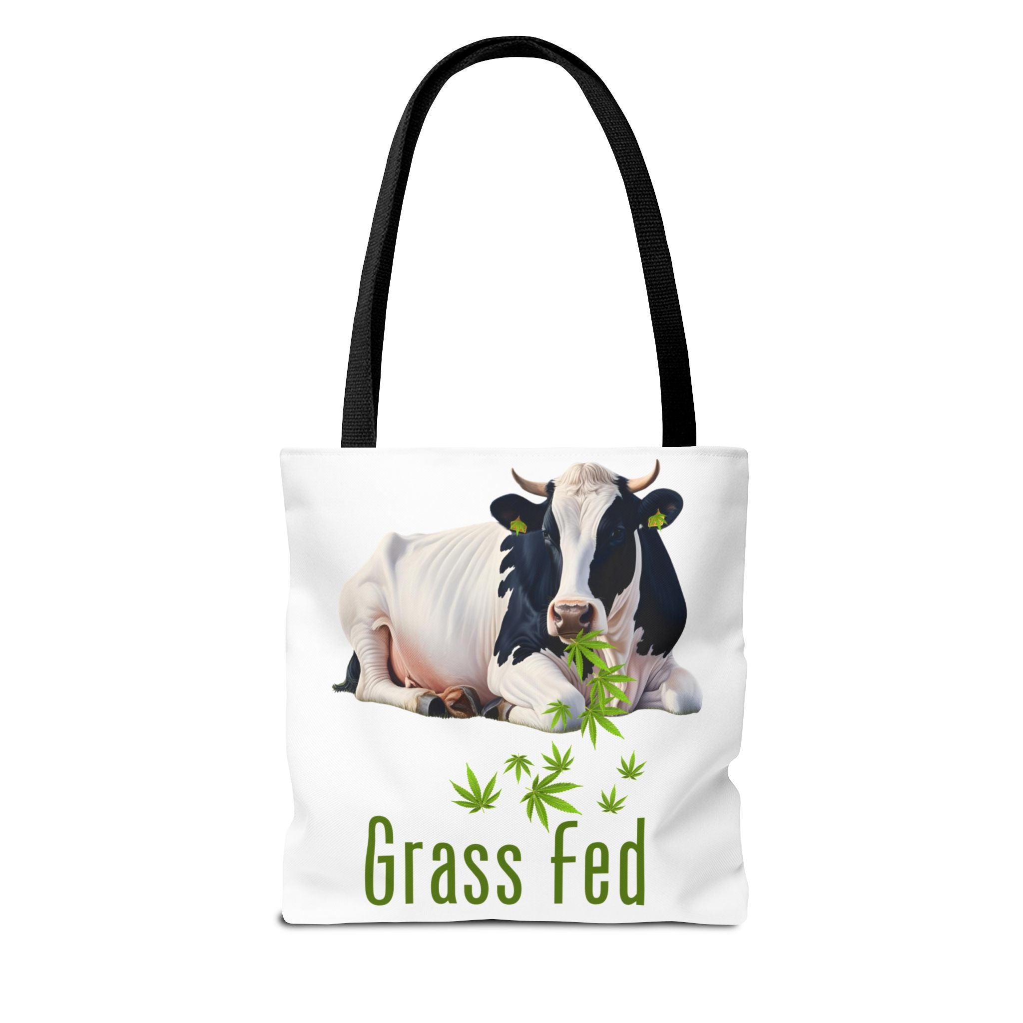 Grass Fed Cow Tote Bag, Eco-Friendly Shopping Bag, Farmhouse Style, Vegan Gift, Reusable Grocery Bag