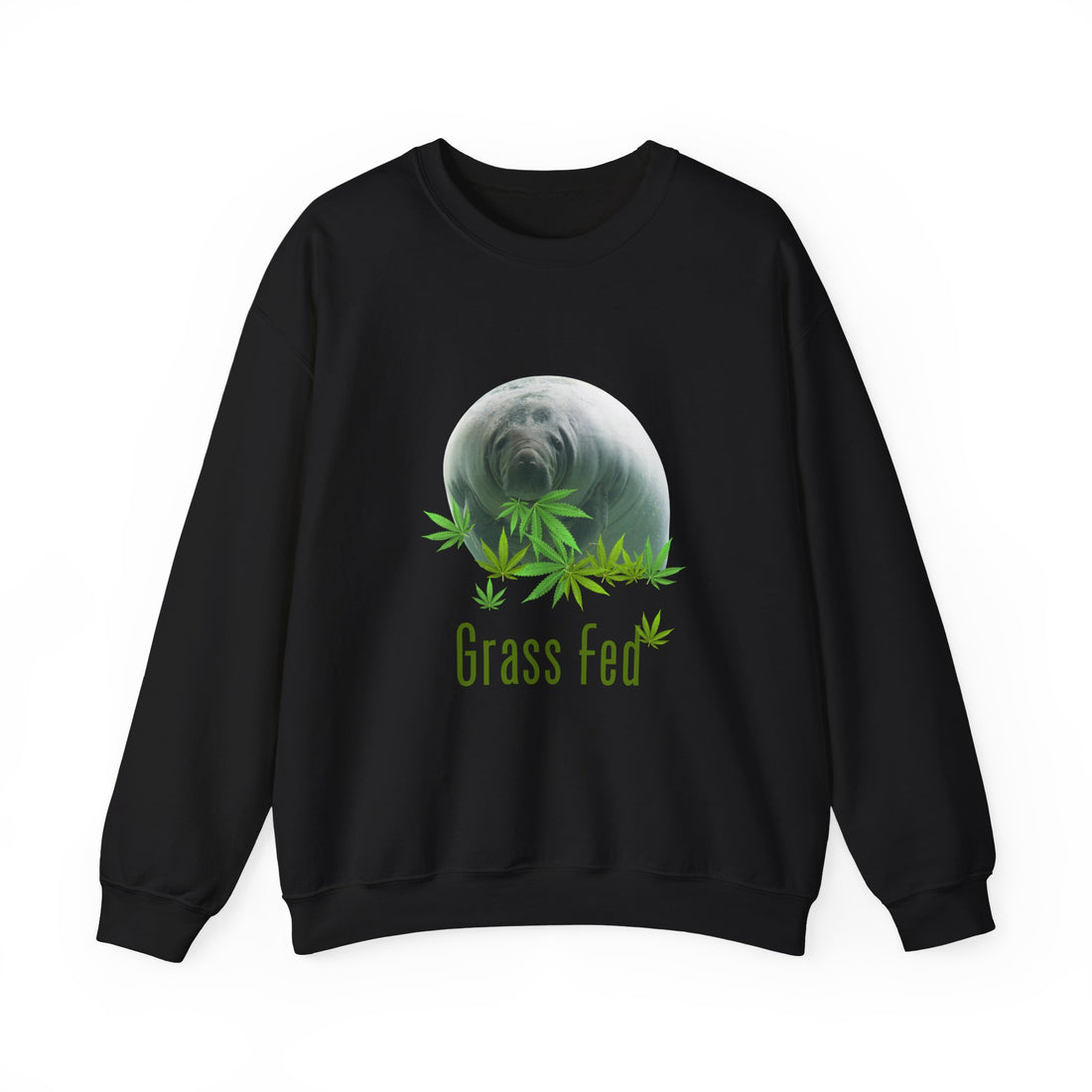 Grass Fed Manatee Crewneck Sweatshirt, Unisex Sweatshirt, Cozy Fall Apparel, Nature Lover Gift, Casual Streetwear, Eco-Friendly Fashion