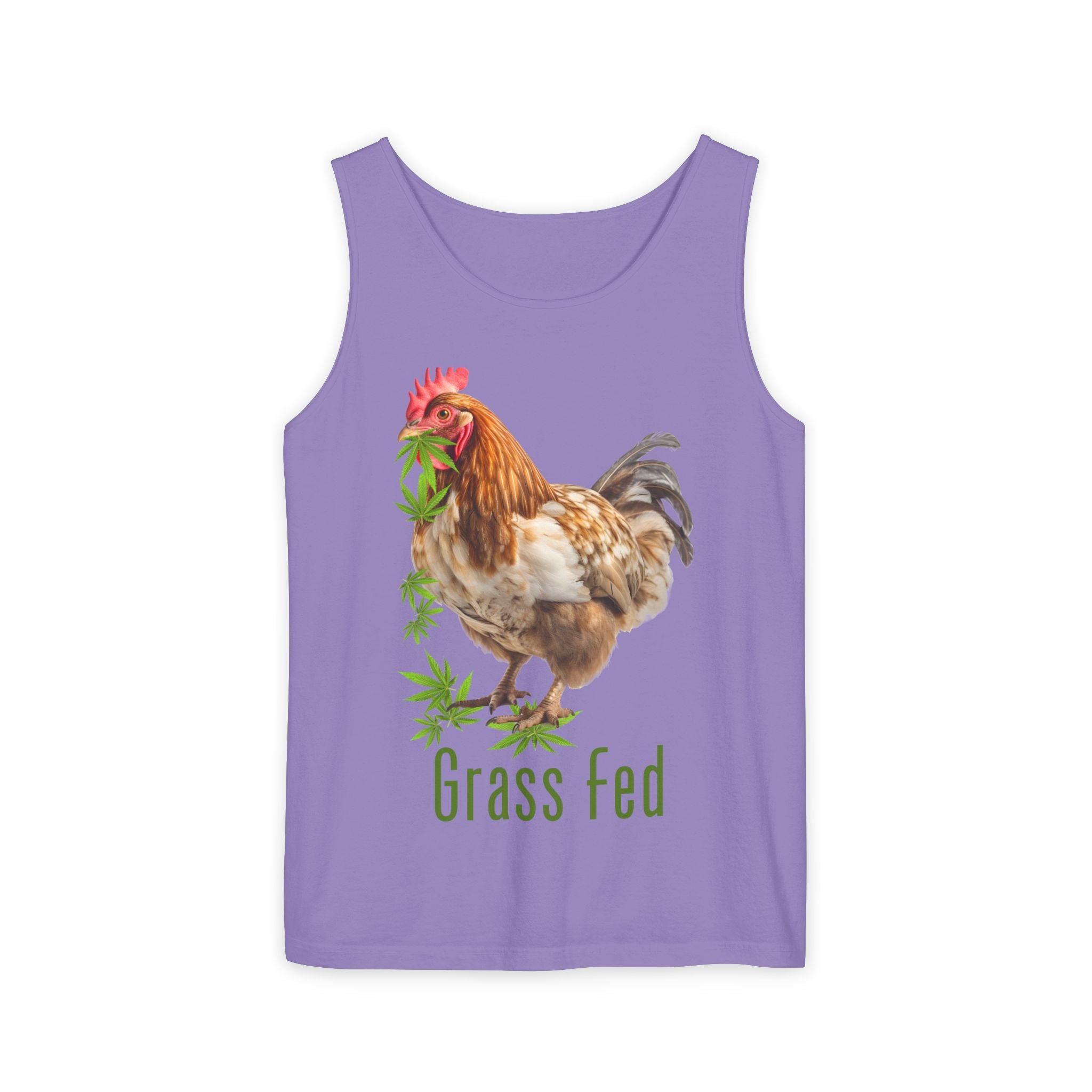 Grass Fed Chicken Tank Top, Unisex Graphic Tee, Casual Summer Apparel, Farm Fresh Gift, Eco-Friendly Fashion